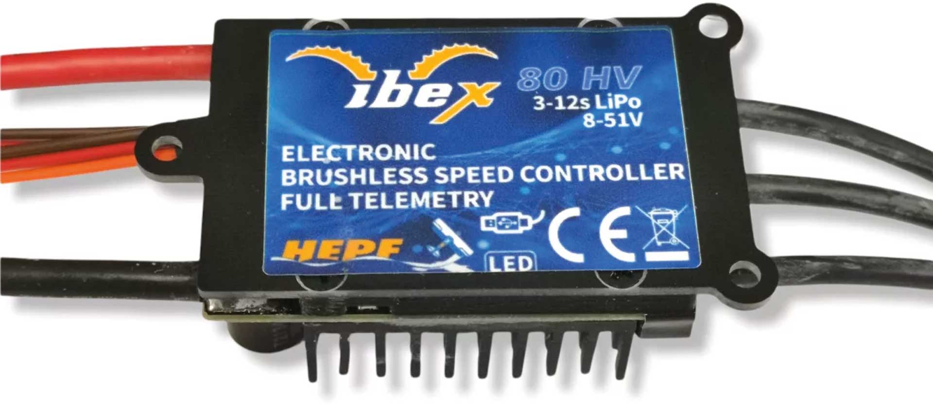 HEPF Contrôleur Brushless Ibex 80A avec Télémétrie pour le spectre