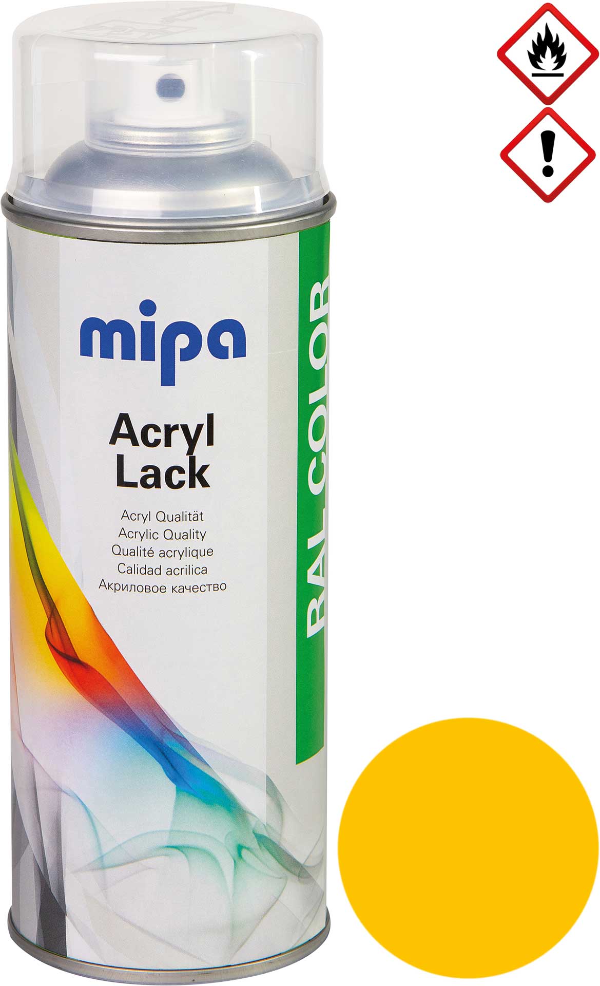 mipa RAL 1023 Jaune trafic Spray de peinture acrylique 1K 400ml