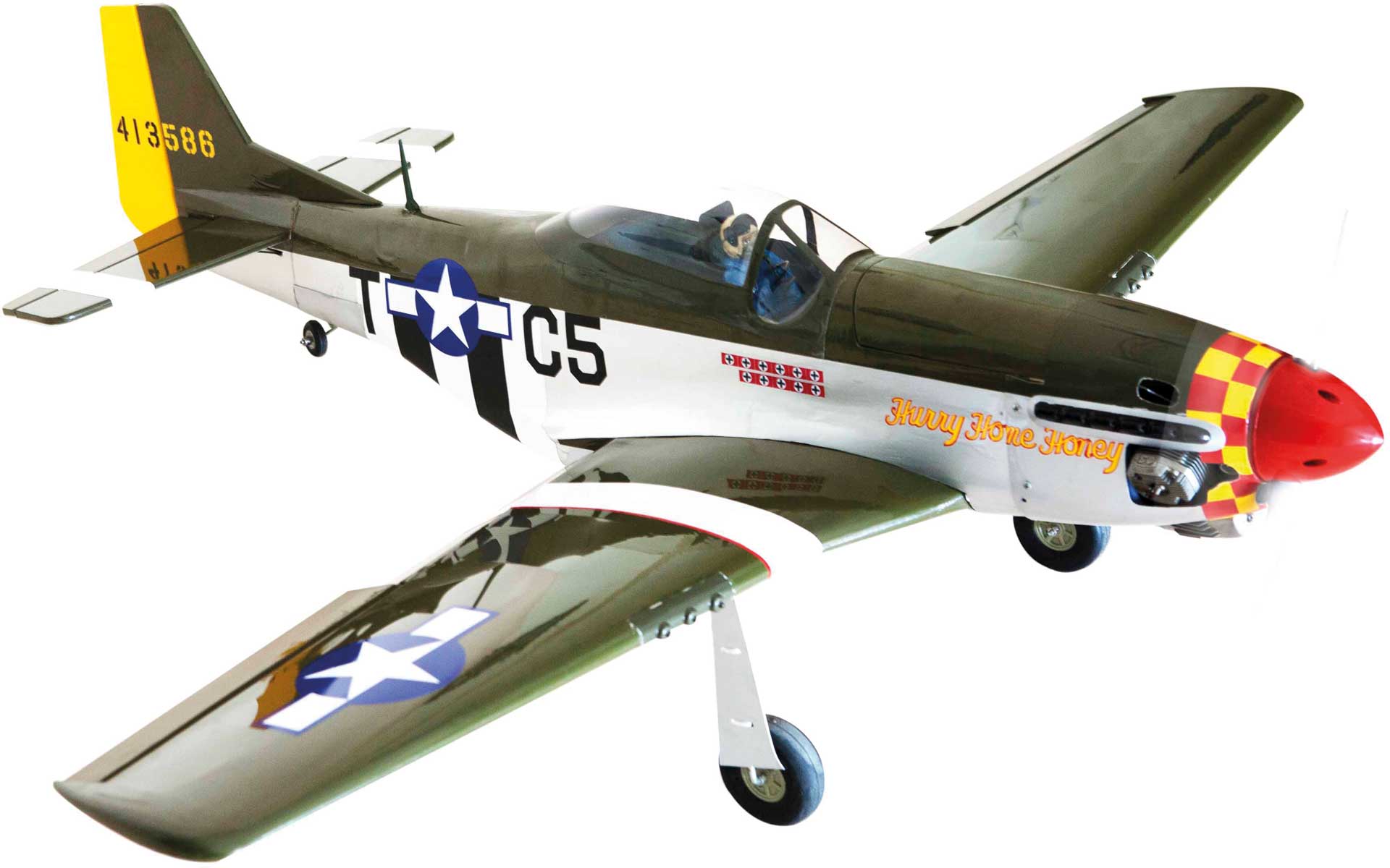 Seagull Models ( SG-Models ) P-51D Mustang 56.3" 10cc ARF incl. train rentrant électrique Warbird