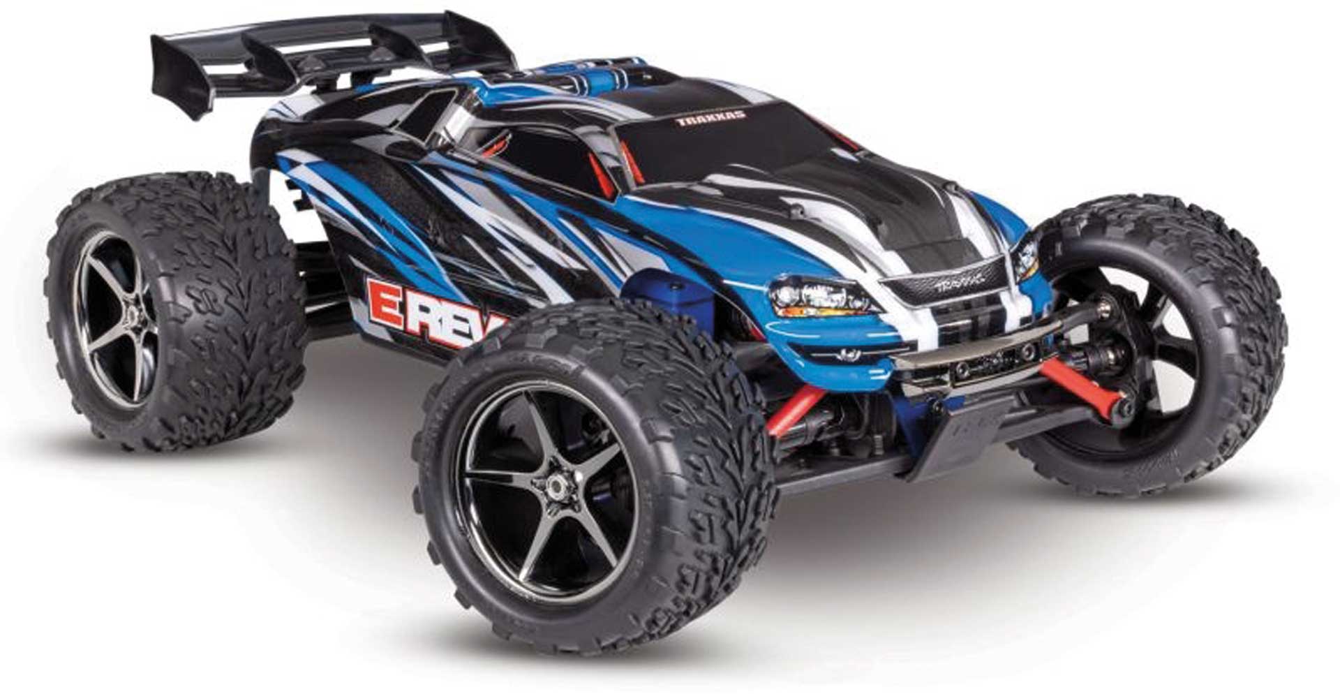 TRAXXAS E-REVO BLUE 1/16 MONSTER-TRUCK RTR BRUSHED WITH BATTERY AND USB-C CHARGER