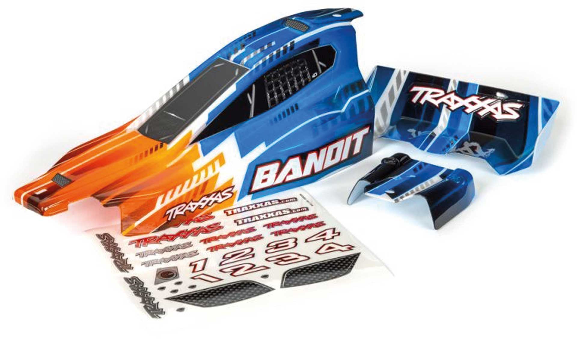 TRAXXAS Karosserie Bandit / VXL Orange/Blau lackiert inkl. Heckflügel