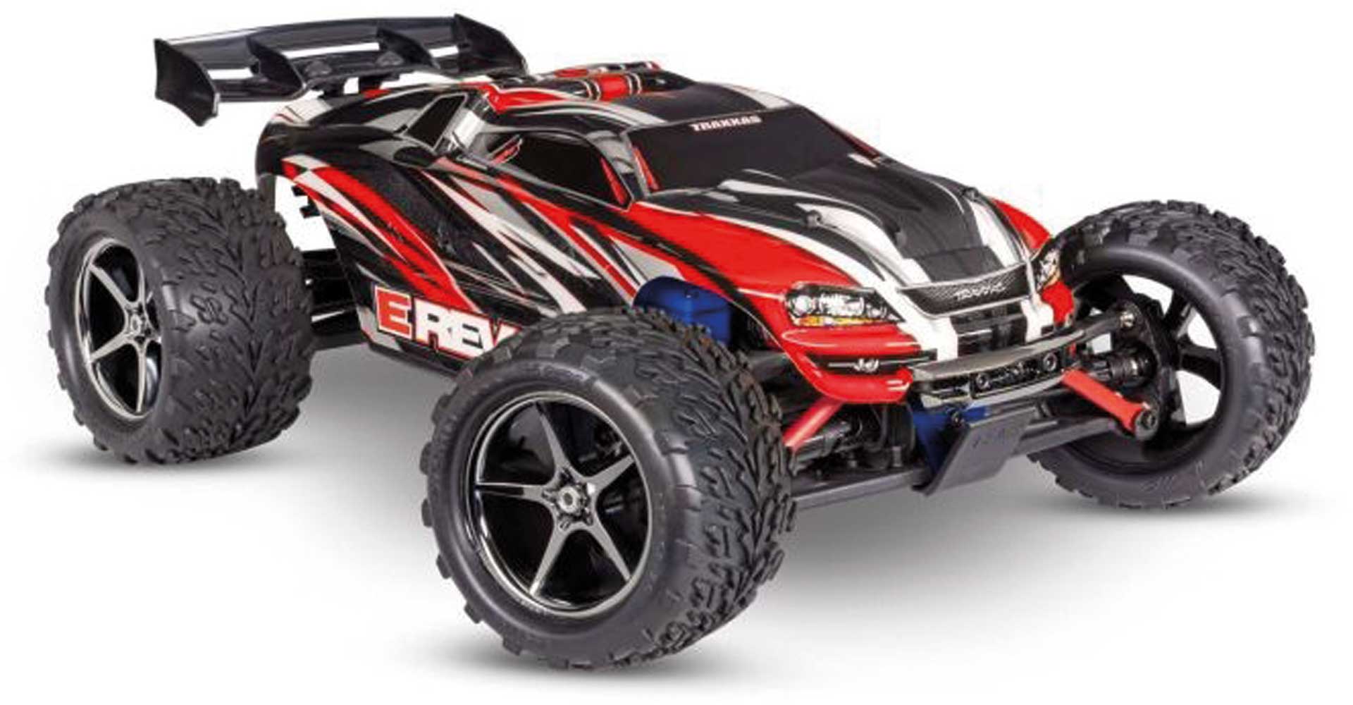 TRAXXAS E-REVO RED 1/16 MONSTER-TRUCK RTR BRUSHED WITH BATTERY AND USB-C CHARGER
