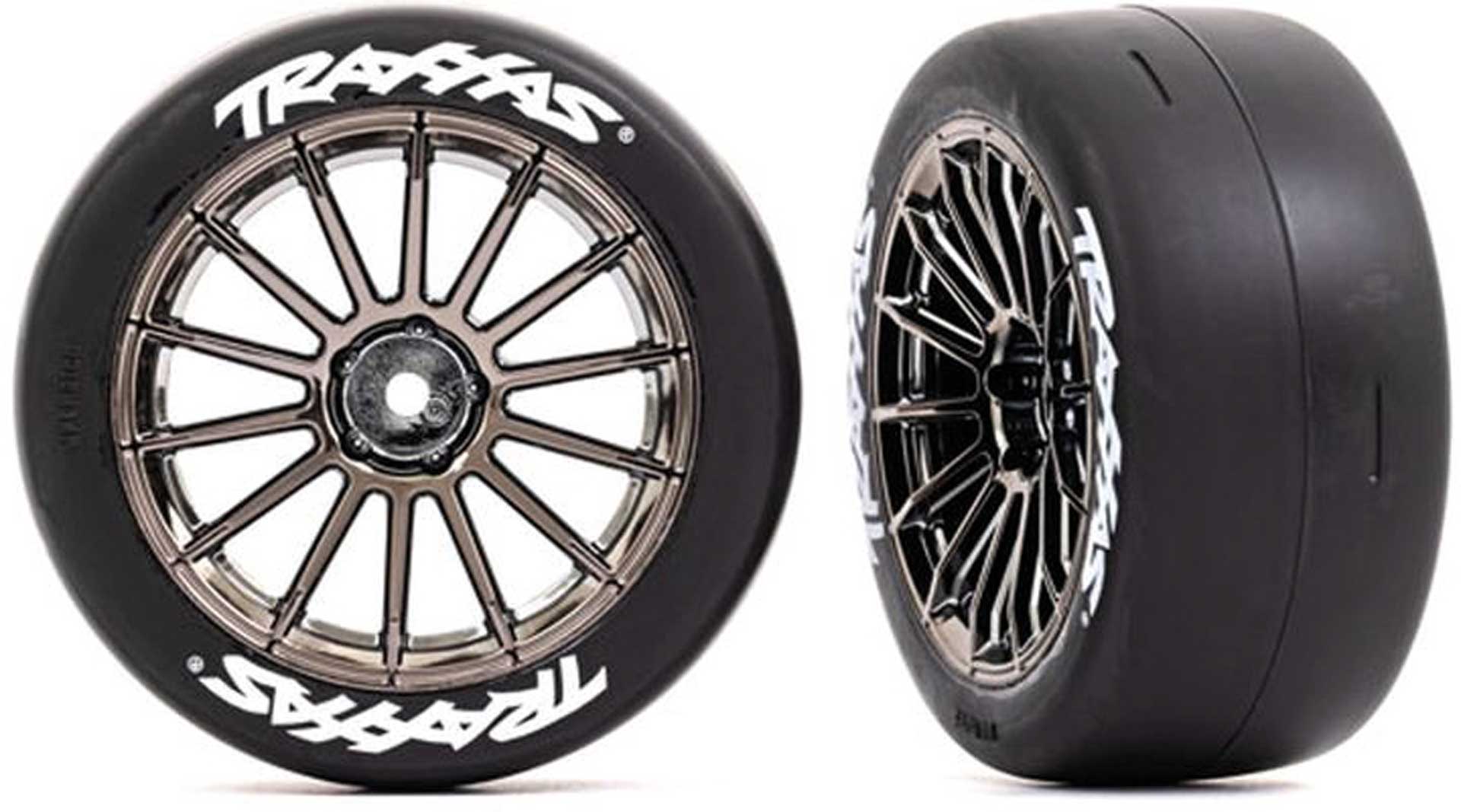 TRAXXAS TIRES ON RIM MULTI-SPOKES BLACK CHROME RIM 2.0 + S WITH INSERTS VO (2) (VXL RATED)