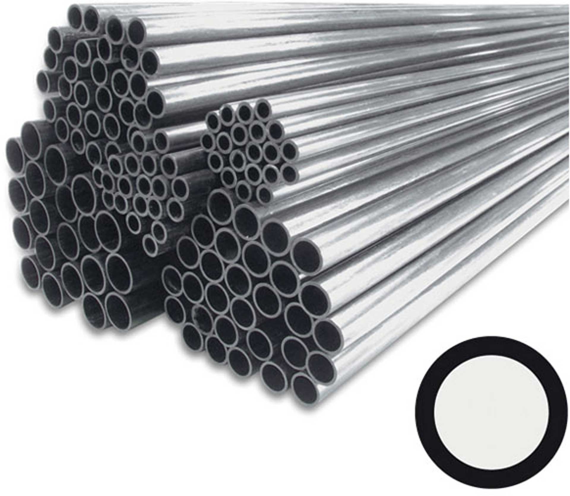 R&G Tube rond en carbone, pultrudé (Ø 12 / 10) x 2000 mm