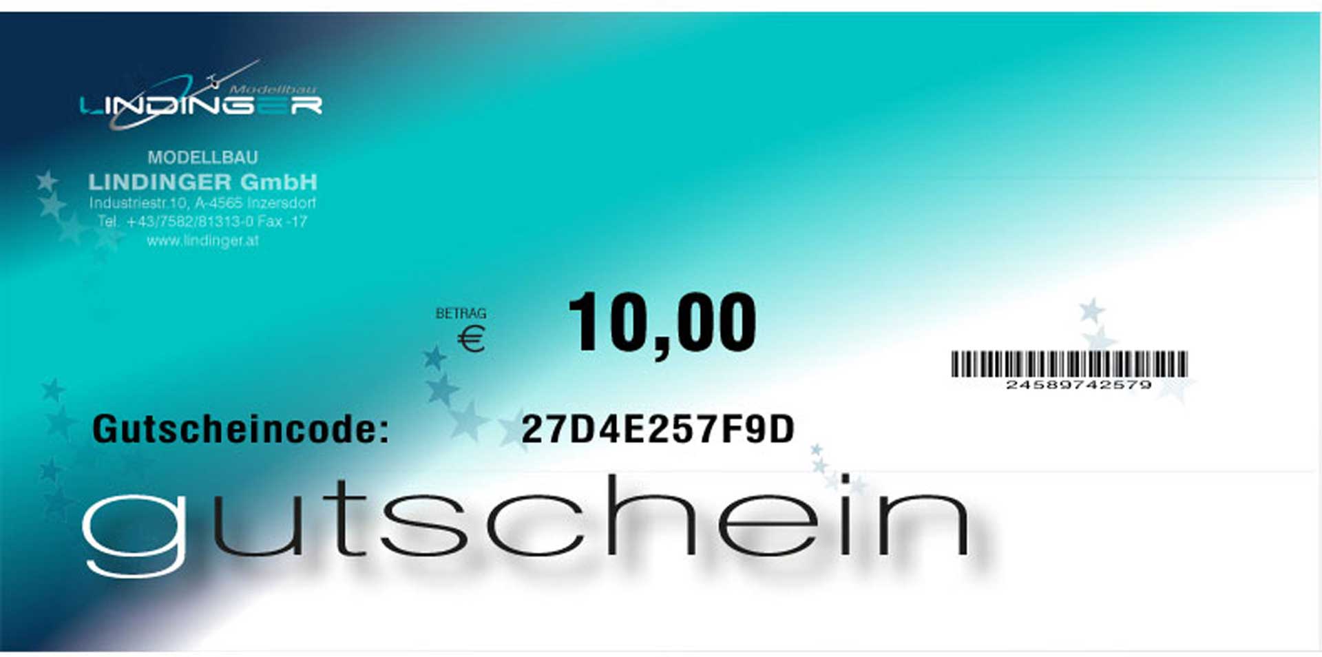 MODELLBAU LINDINGER VOUCHER LINDINGER 10,- EURO PDF PER E-MAIL