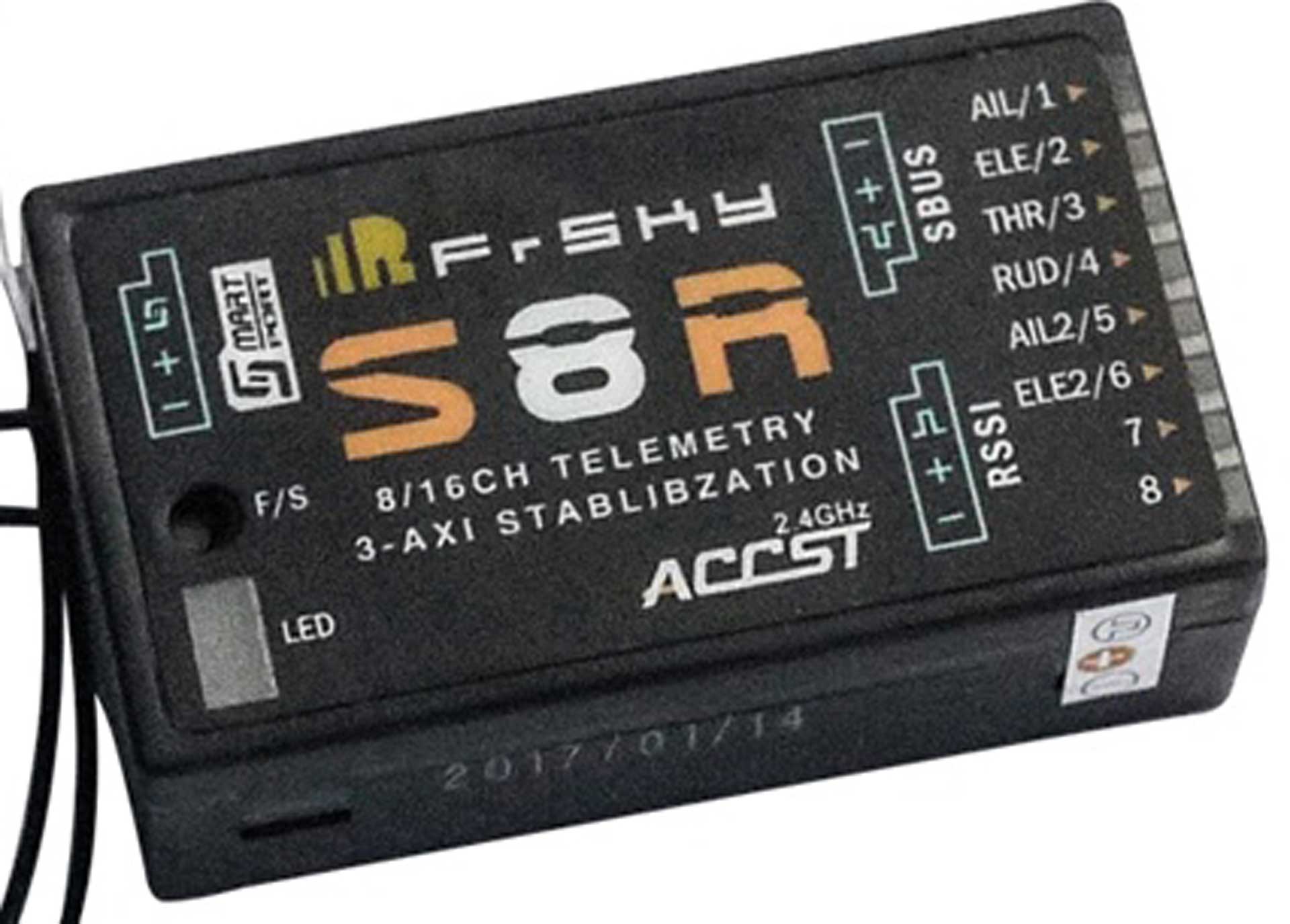 FrSky Receiver S8R/LBT SBUS and RSSI Output with 3-Axis Gyro
