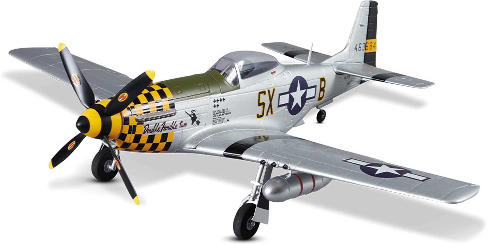 DERBEE P-51D Mustang Warbird PNP jaune - 75cm