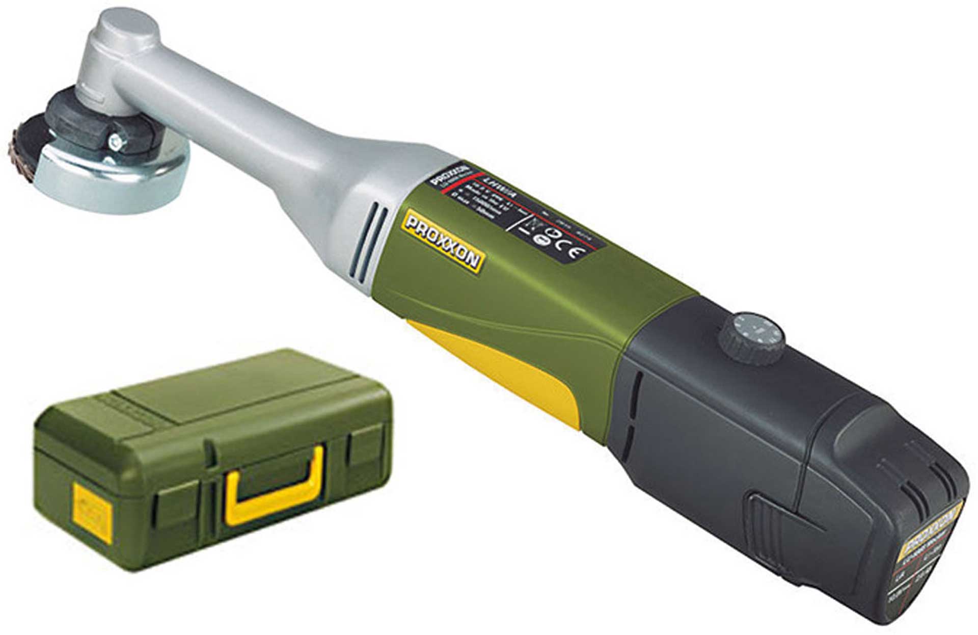 PROXXON BATTERY-POWERED LONG NECK ANGLE GRINDER LHW/A WITH BATTERY AND CHARGER