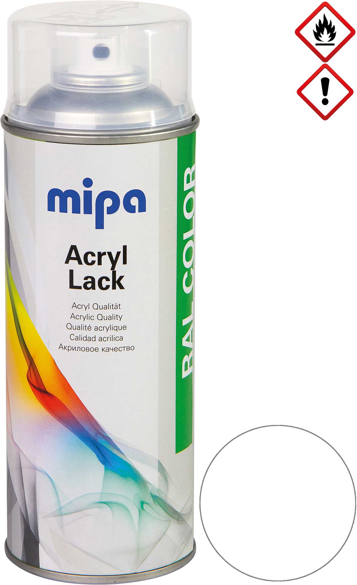 mipa RAL 9003 Blanc de signalisation Spray de peinture acrylique 1K 400ml