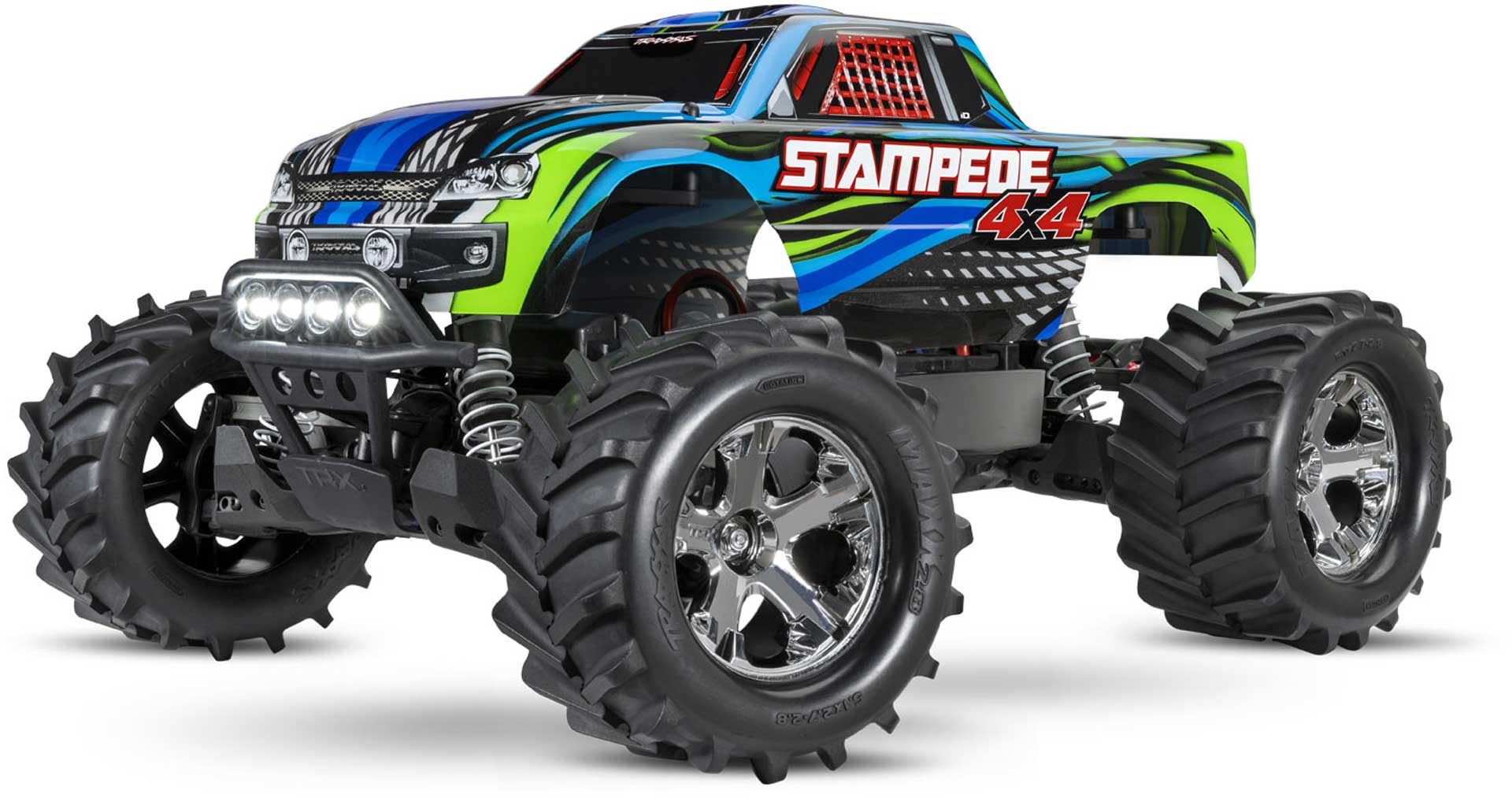 TRAXXAS STAMPEDE 4X4 BLUE RTR WITH BATTERY +LED LIGHT 1/10 4WD MONSTER TRUCK (12T+XL-5)