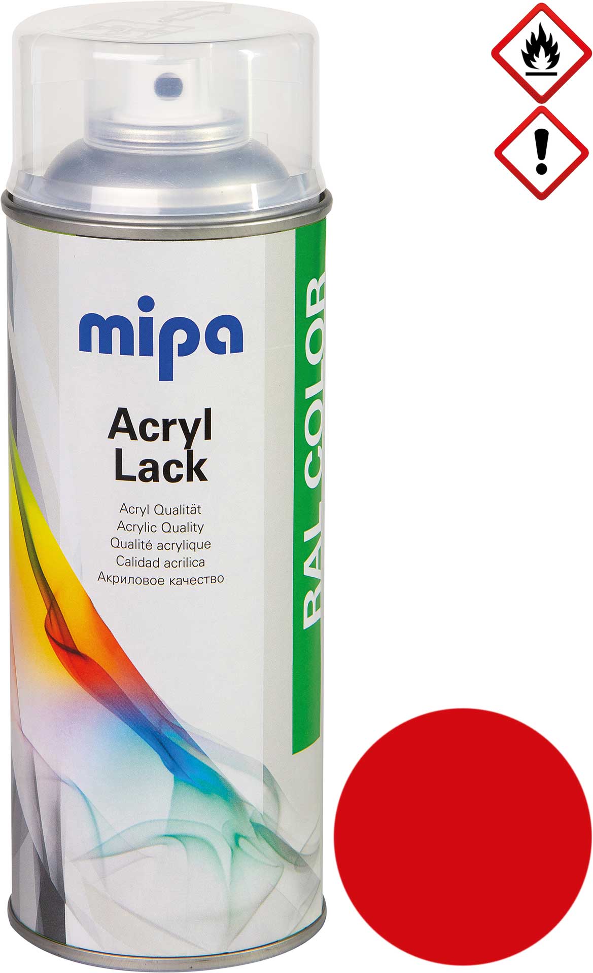 mipa RAL 3020 Rouge trafic 1K acrylique 1K-Acrylique Laque Spray 400 ml