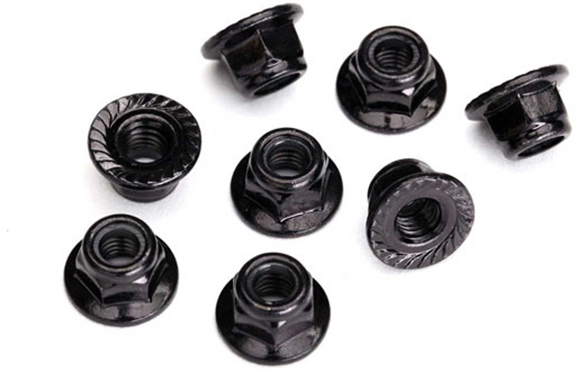 TRAXXAS 5MM STOP NUT WITH FLANGE (STEEL, BLACK TOOTHED) (8)