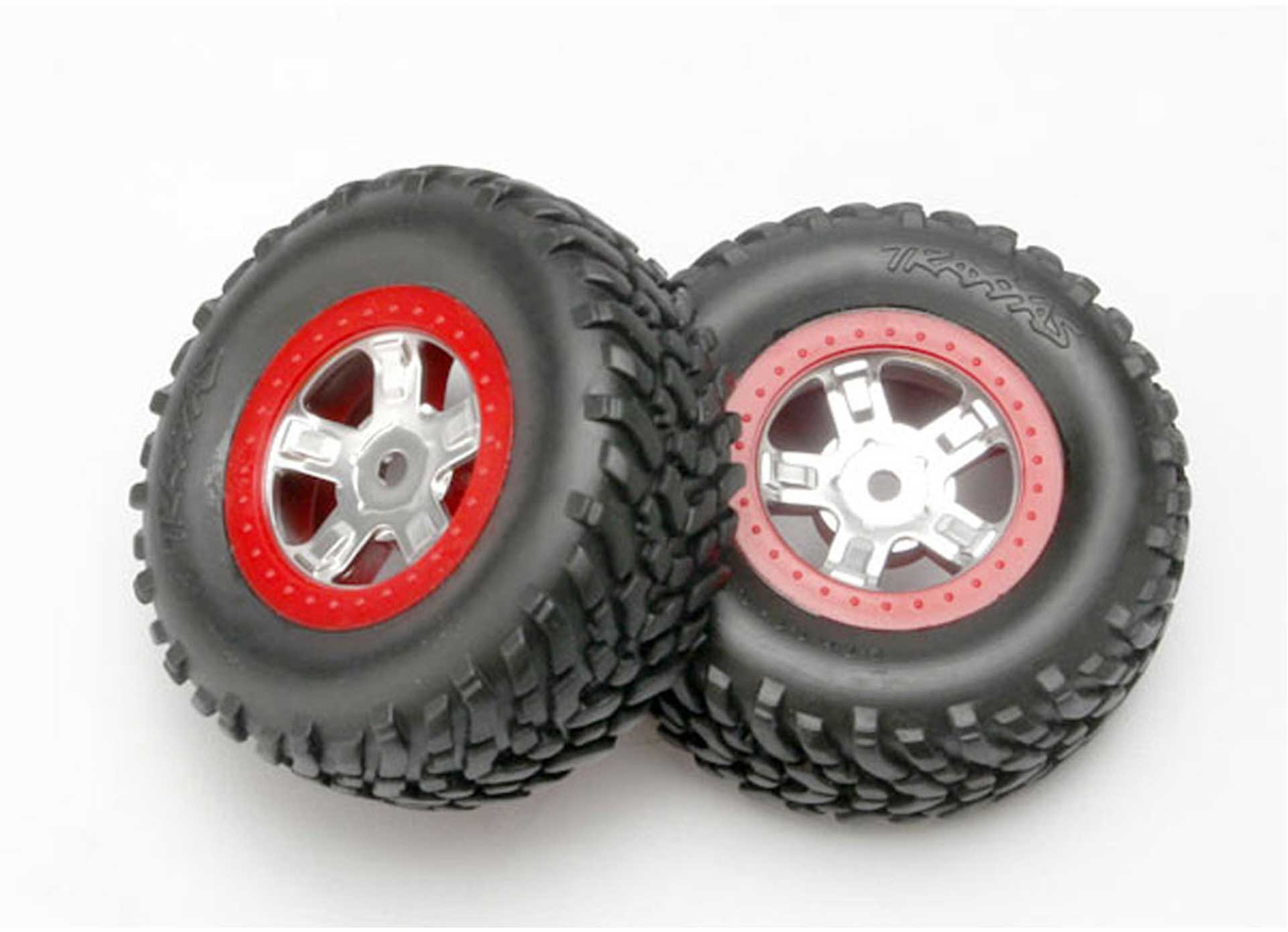 TRAXXAS ROUES MONTEES COLLEES SCT JANTES ROUGES (2)