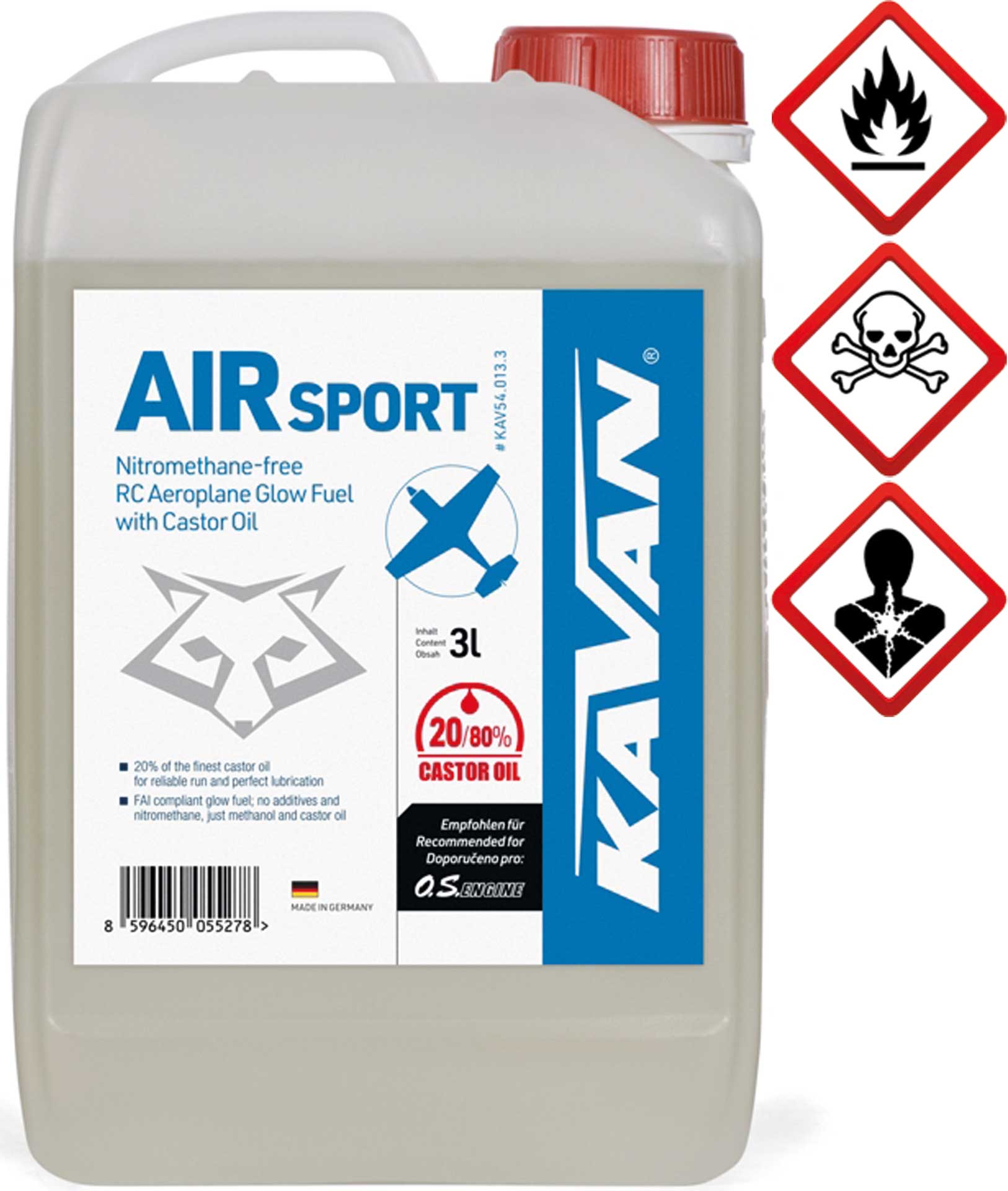 KAVAN Air Sport 20/80 3 litres de carburant, Essence, carburant pour moteurs à allumage par incandescence