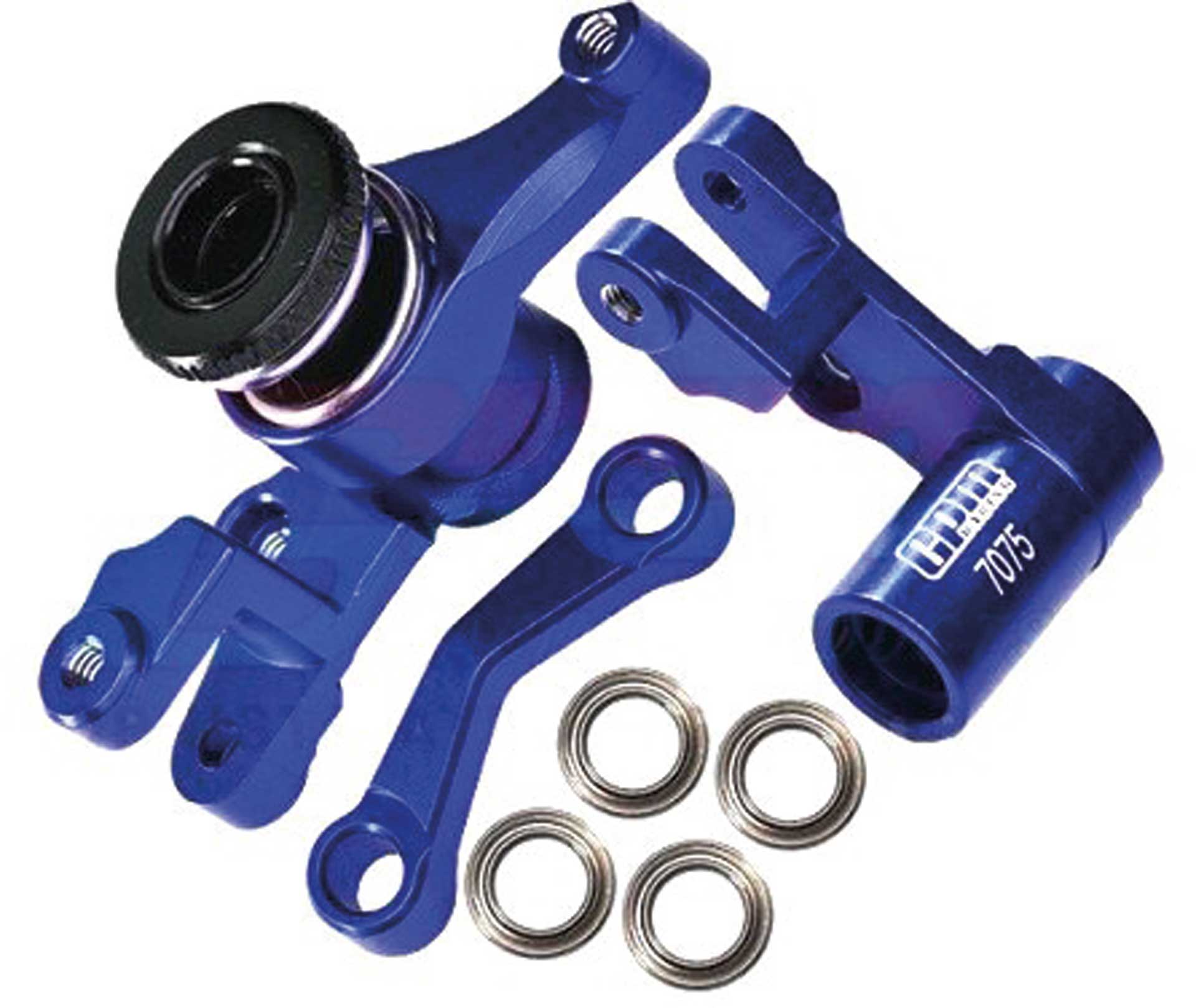 GPM Aluminum steering set anodized with Ball bearing blue TRX Slash, Stampede, Rustler, Hoss, Rally 4x4