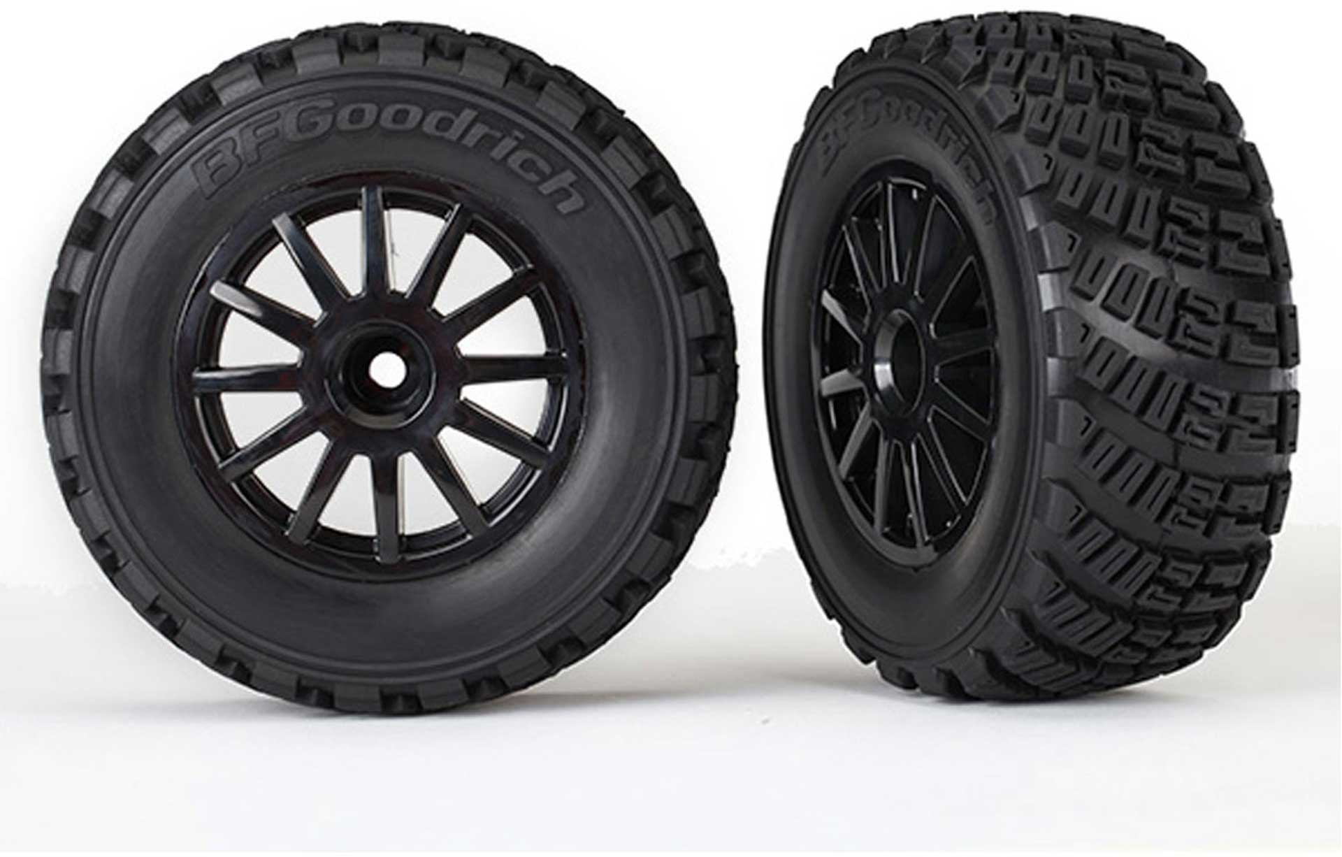 TRAXXAS Tires & wheels, assembled, glued (black wheels, gravel patte