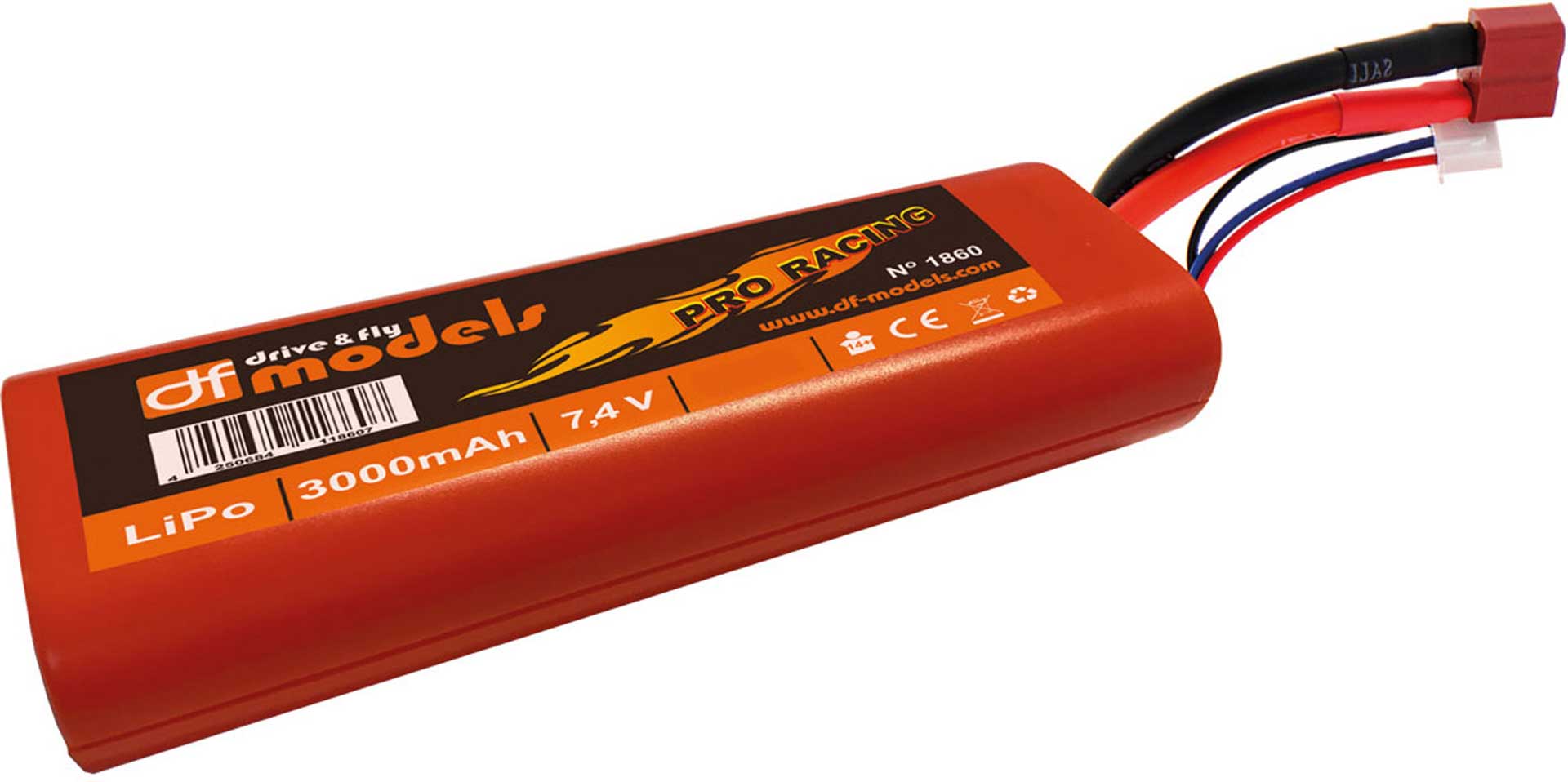 DRIVE & FLY MODELS Batterie lipo  ACCU 2S 7,4 VOLT 3000MAH 45C CAR AVEC FICHE DEANS ET HARDCASE ROND