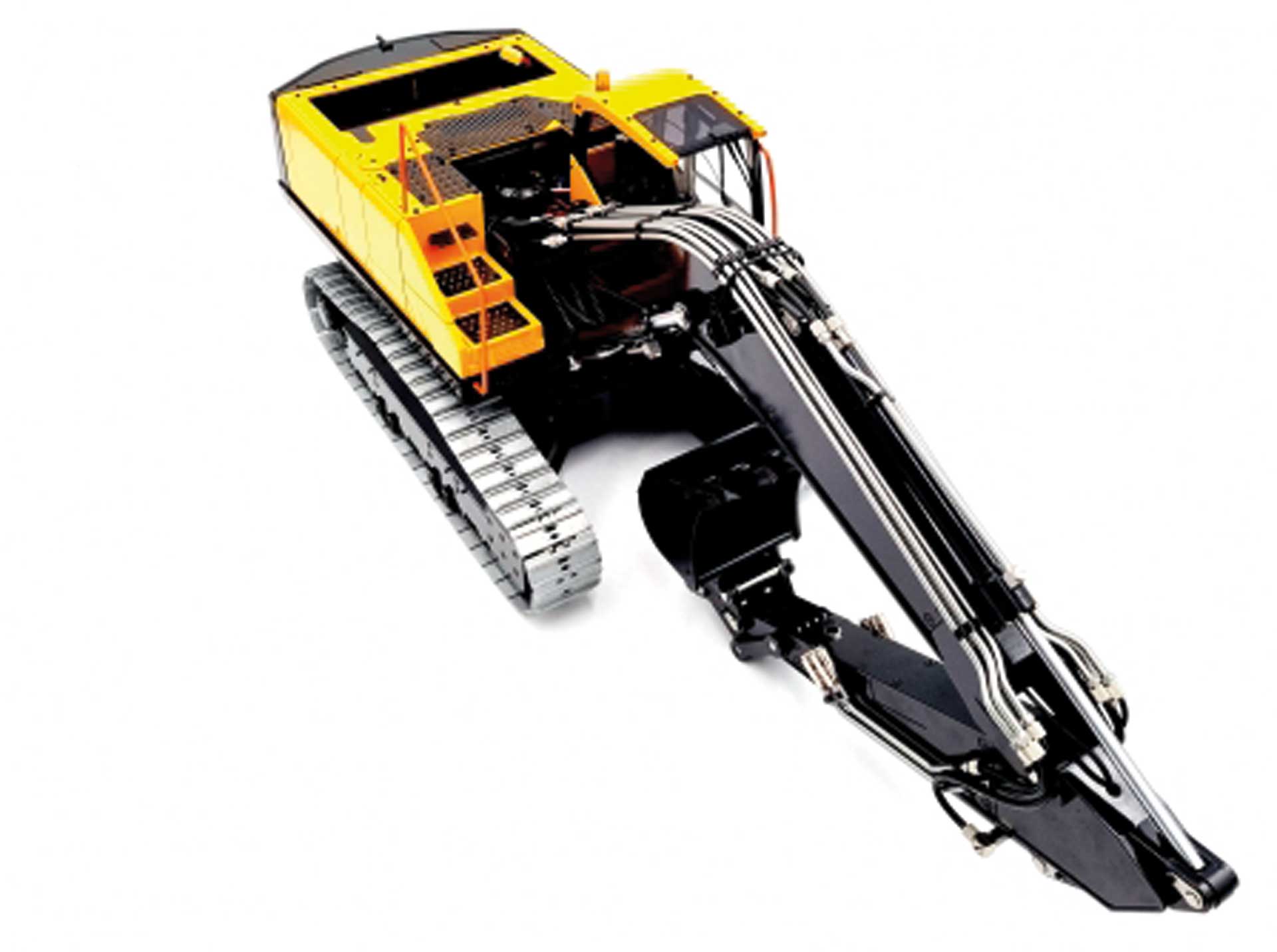 FM-ELECTRICS Hydraulic excavator 1/14 yellow with optional adjustable boom RTR