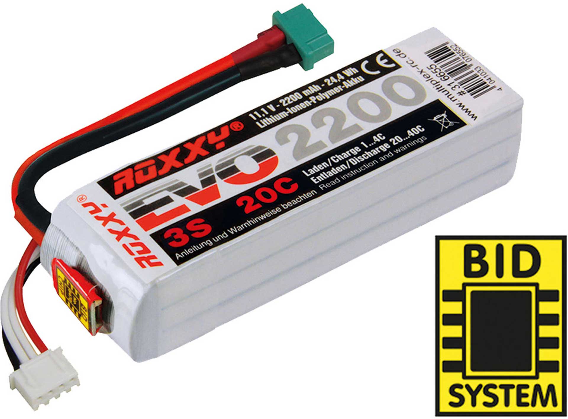 ACCU Batterie lipo  ROXXY  3 - 2200M 20C AV. BID-CHIP AVEC BID CHIP ET FICHE M6