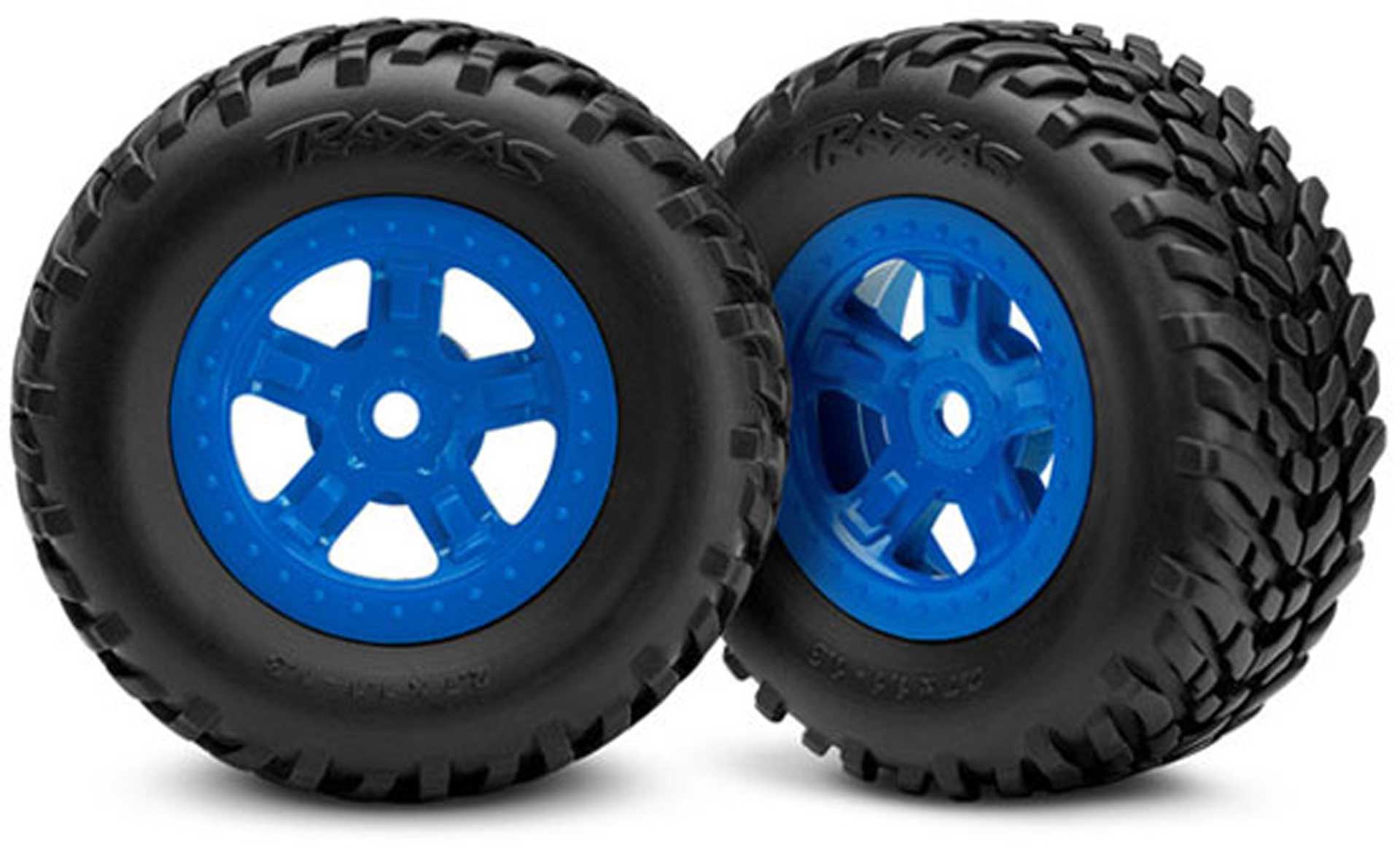 TRAXXAS Reifen auf Felge (SCT blau 1 Paar re/li)