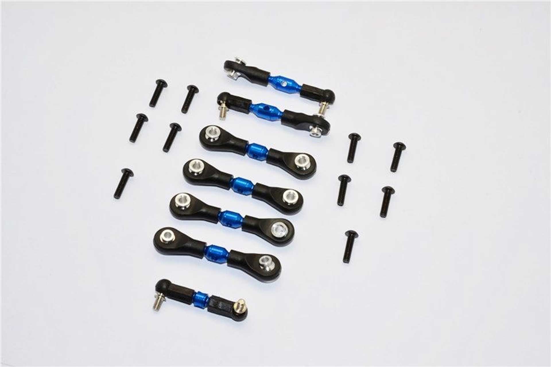 GPM Kit de barres d'accouplement en aluminium avec Pots à billes bleu (7 pcs.) TRX 1/18 Latrax Desert