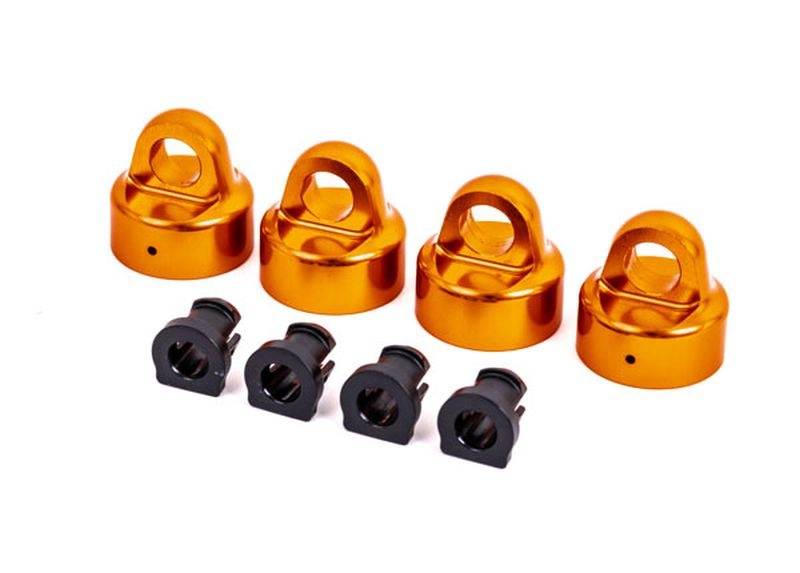 TRAXXAS GTX damper caps aluminium orange anodized + Spacer (4 each) for Sledge