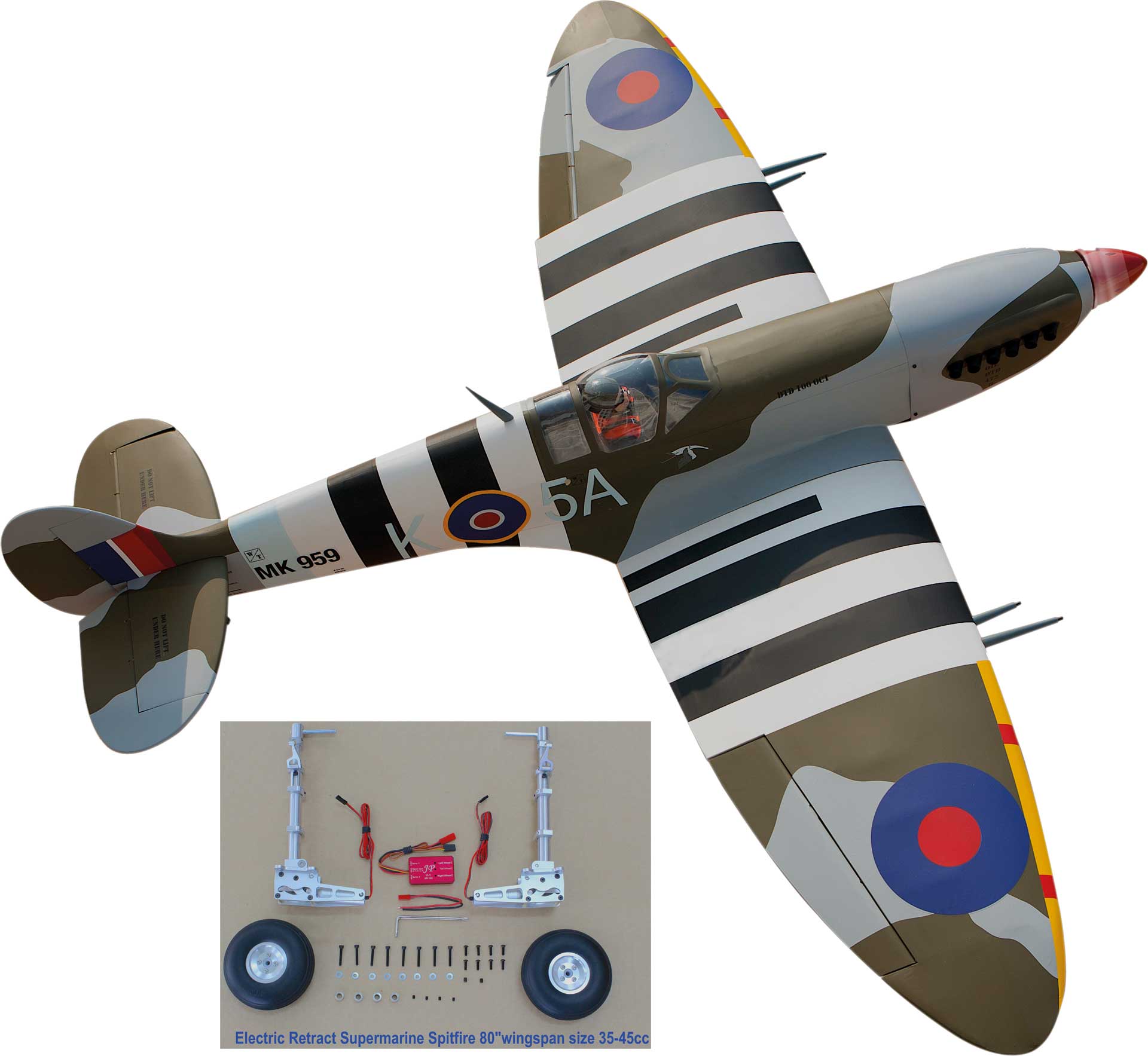Seagull Models ( SG-Models ) Spitfire 80" 35-45ccm with Electric 95°Retracts landing gear