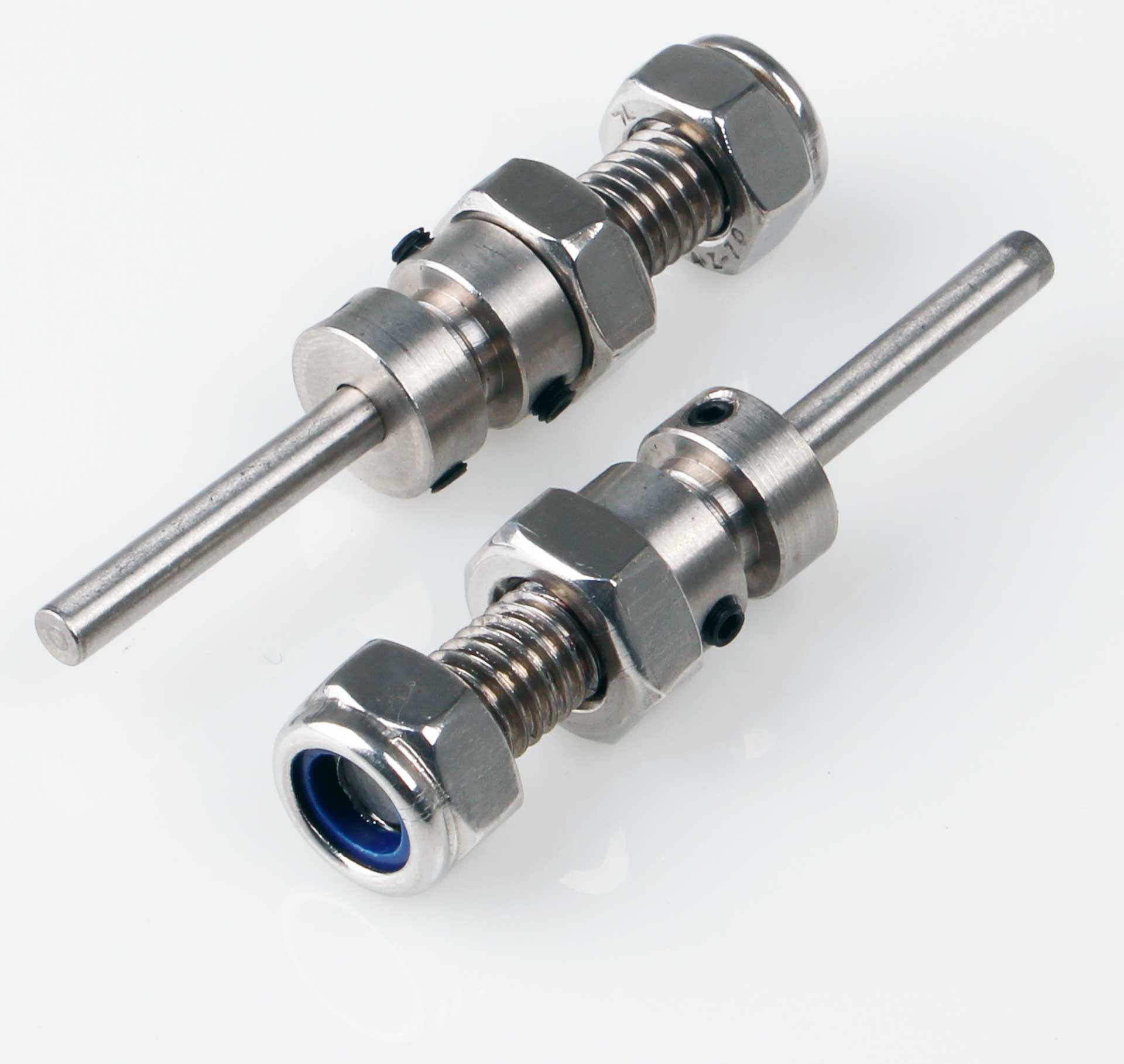 Kuza Wheel axles 4x38mm stainless steel total length 58mm,for 25mm wheel width, 8mm thread 2pcs.