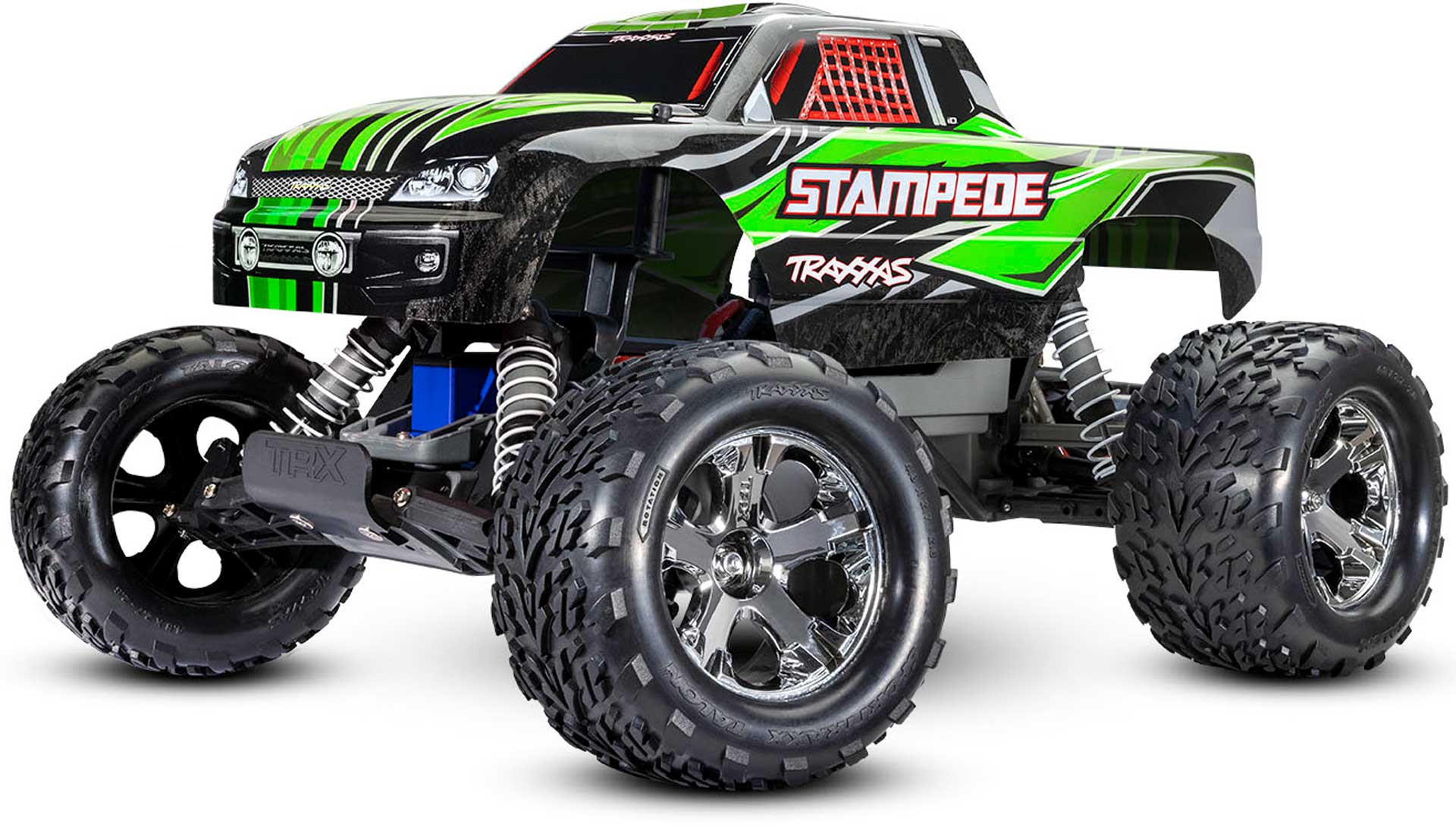 TRAXXAS STAMPEDE GREEN 1/10 2WD MONSTER-TRUCK RTR BRUSHED, WITH BATTERY AND 4 AMP USB-C CHARGER