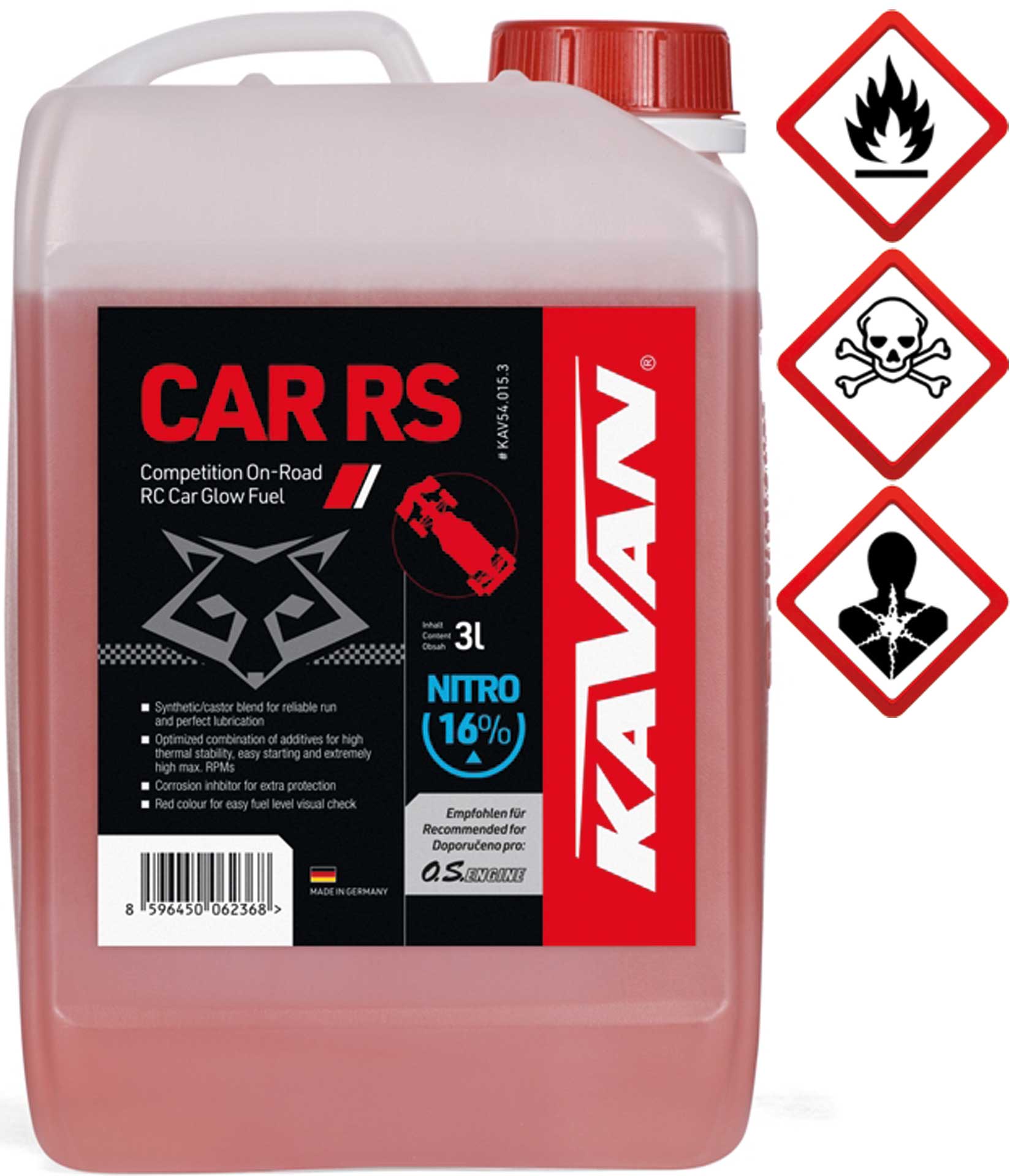 KAVAN Car RS 16% On Road Nitro 3 Liter Kraftstoff, Sprit, Treibstoff für Glühzünder-Motoren
