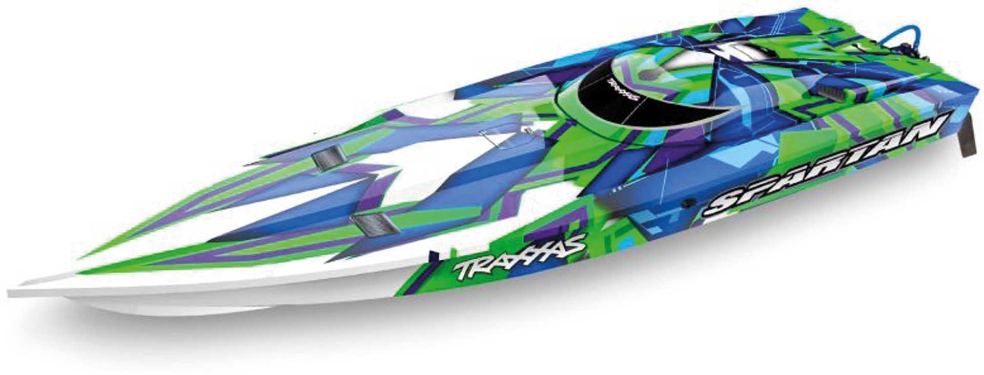 TRAXXAS SPARTAN GREEN WITHOUT BATTERY/CHARGER BL RACING BOAT BRUSHLESS