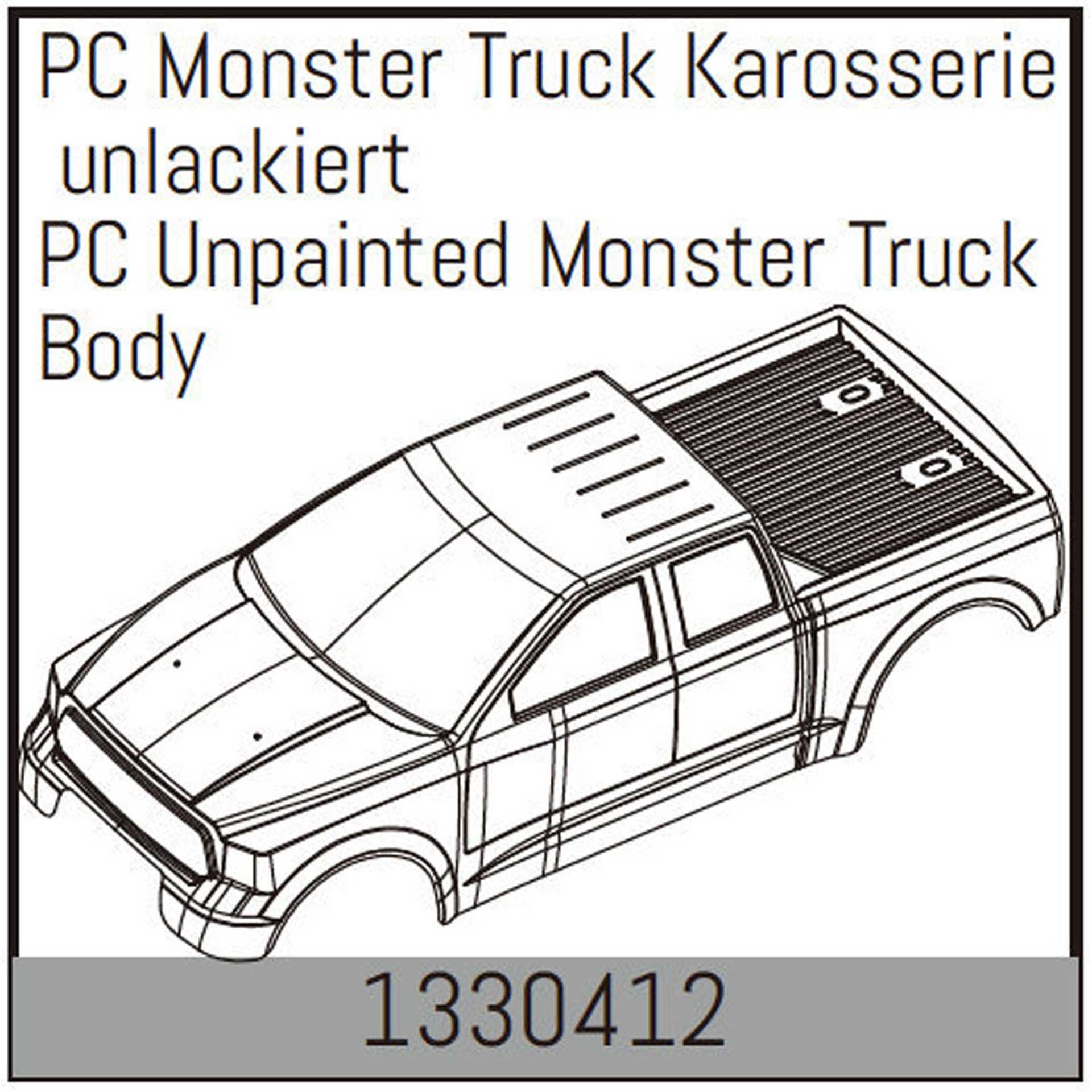 ABSIMA PC MONSTER TRUCK BODY UNPAINTED