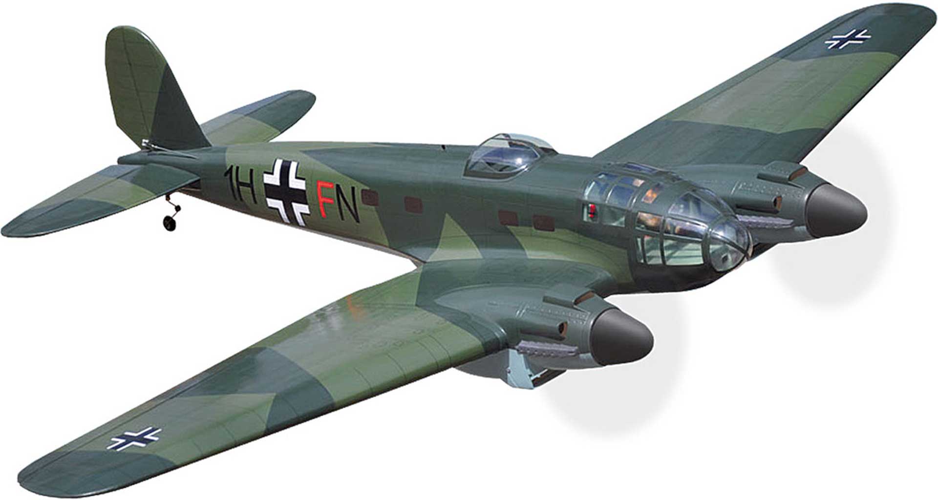 BLACK HORSE HEINKEL HE-111 ARF WOODCONSTRUCTION  WITH RETRACTABLE UNDERCARRIAGE LANDING GEAR FOR ELECTRODRIVE