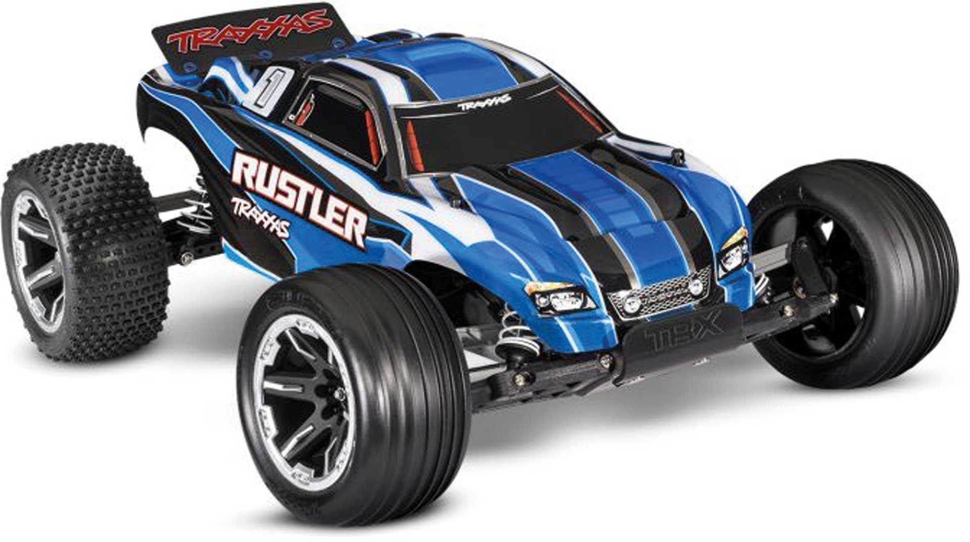 TRAXXAS RUSTLER BLUE 1/10 2WD STADIUM-TRUCK RTR BRUSHED, WITH BATTERY AND 4AMP USB-C CHARGER
