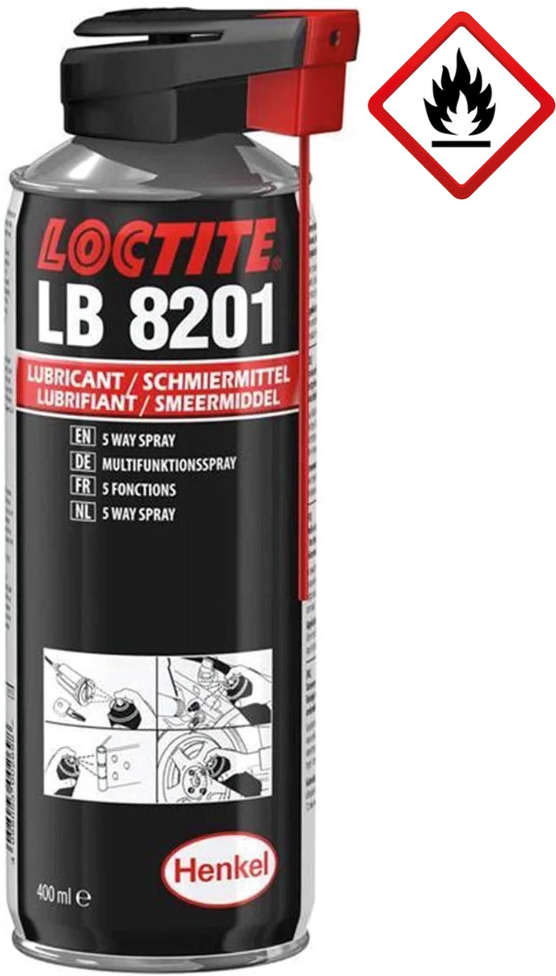 LOCTITE LB 8201 5-way Spray 400ml huile pénétrante Lubrifiant