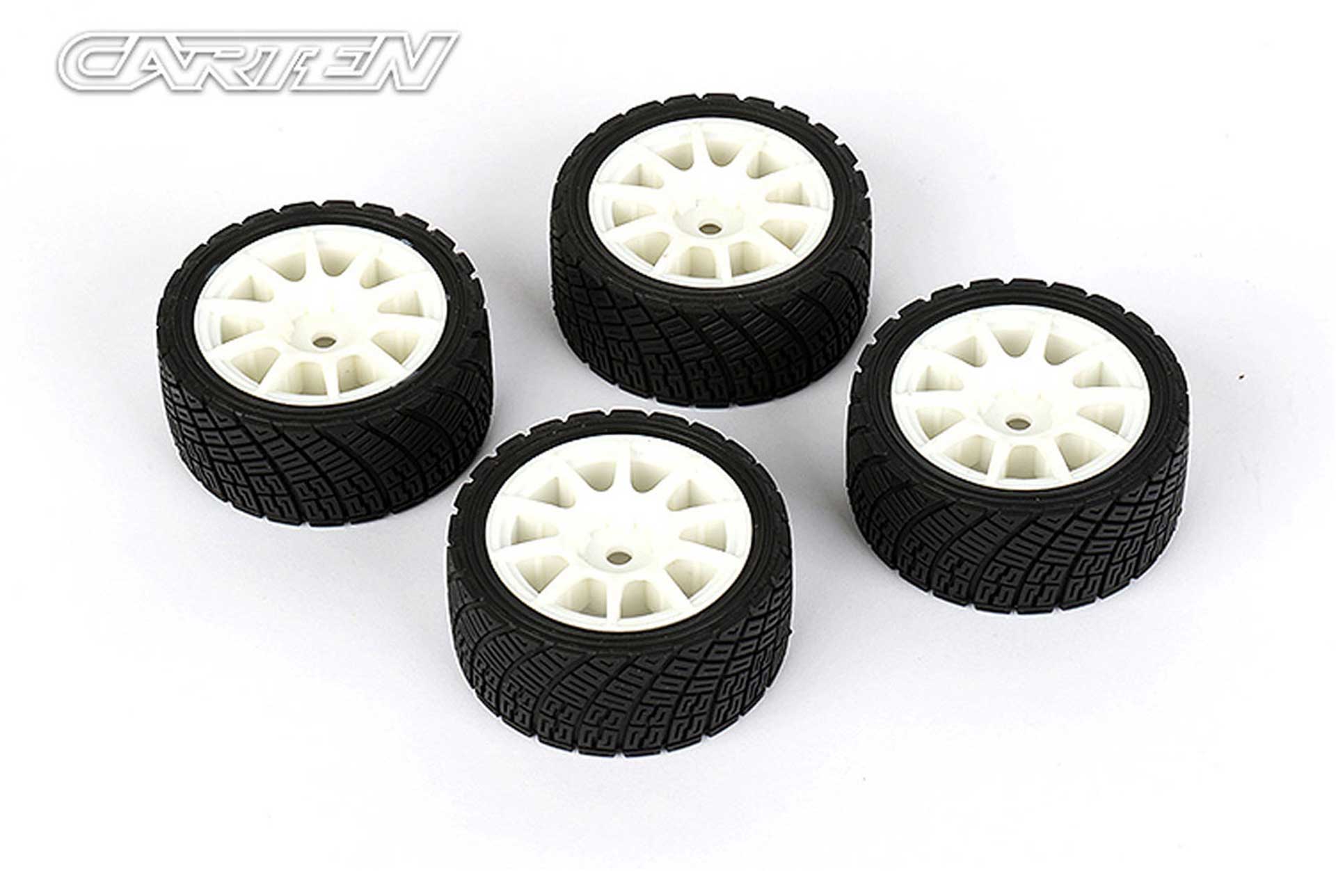 CARTEN M-Rally Tires+Wheels 10 Spoke White +1mm (4PCS)