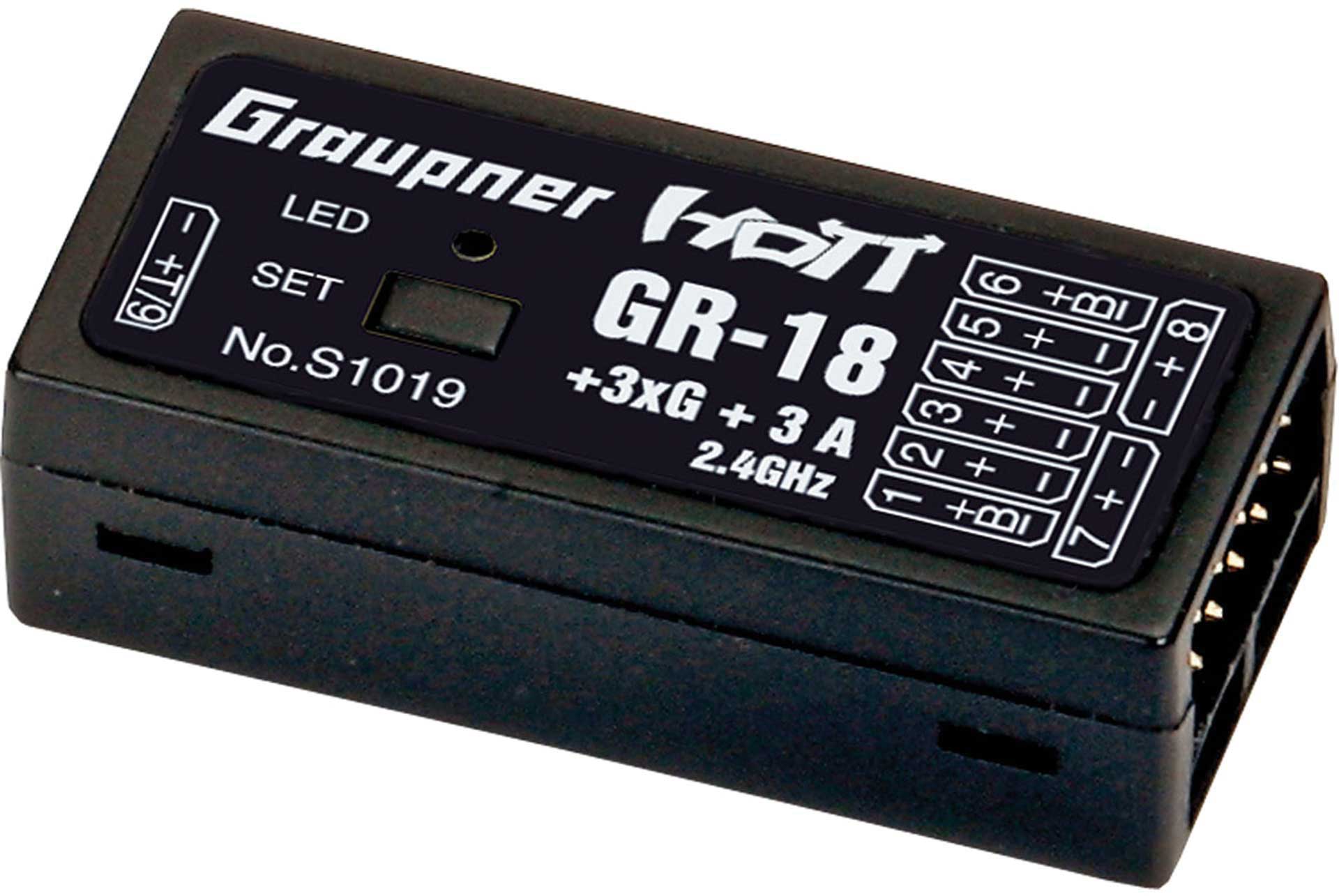 GRAUPNER GR-18 "AIR" + 3XG + 3A integrated flight controller 9 channel HoTT receiver for model aircraft and helicopters