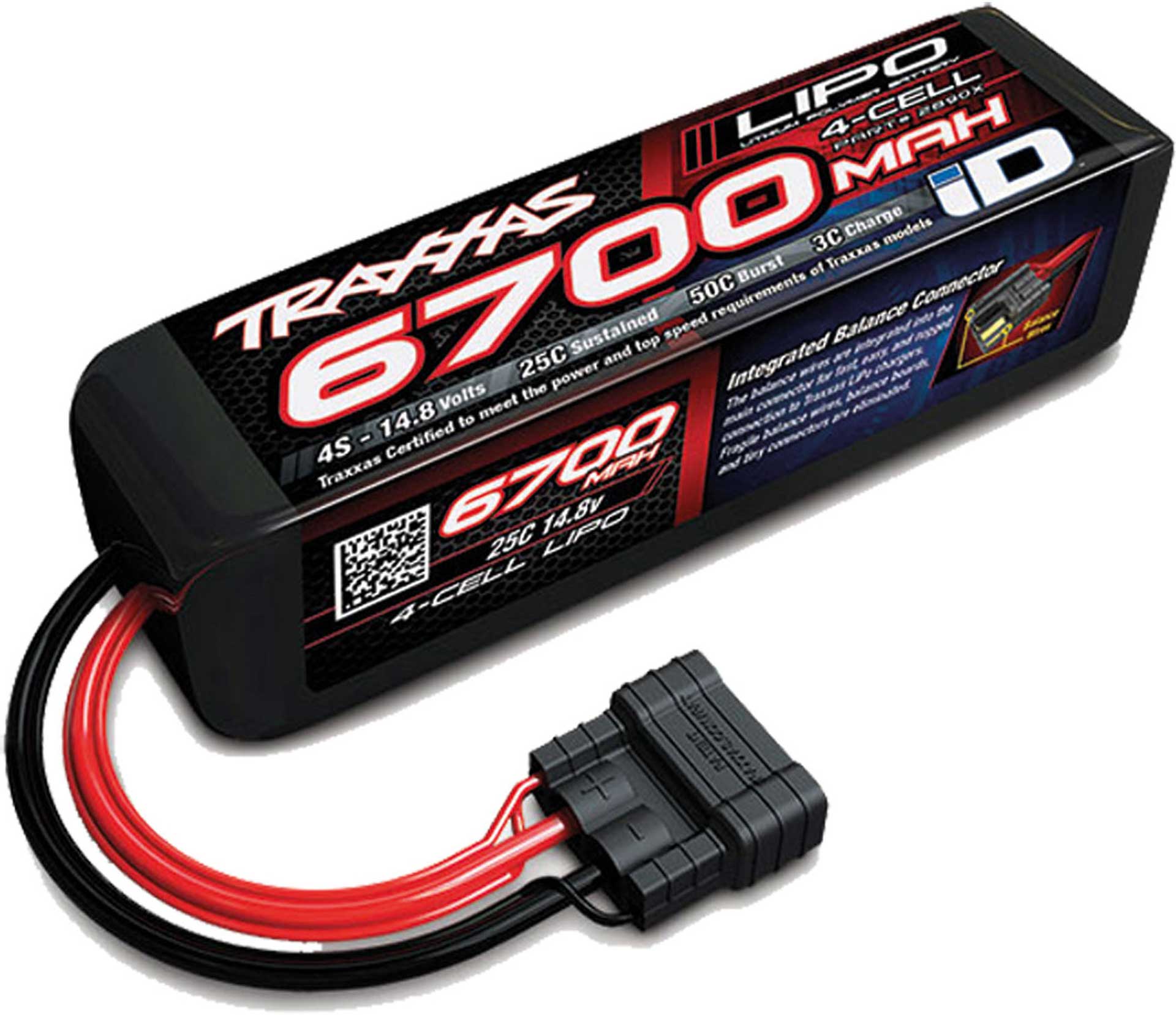 TRAXXAS 6700MAH 14,8 VOLT 4S LIPO BATTERY  PACKPACK 25C WITH ID-PLUG