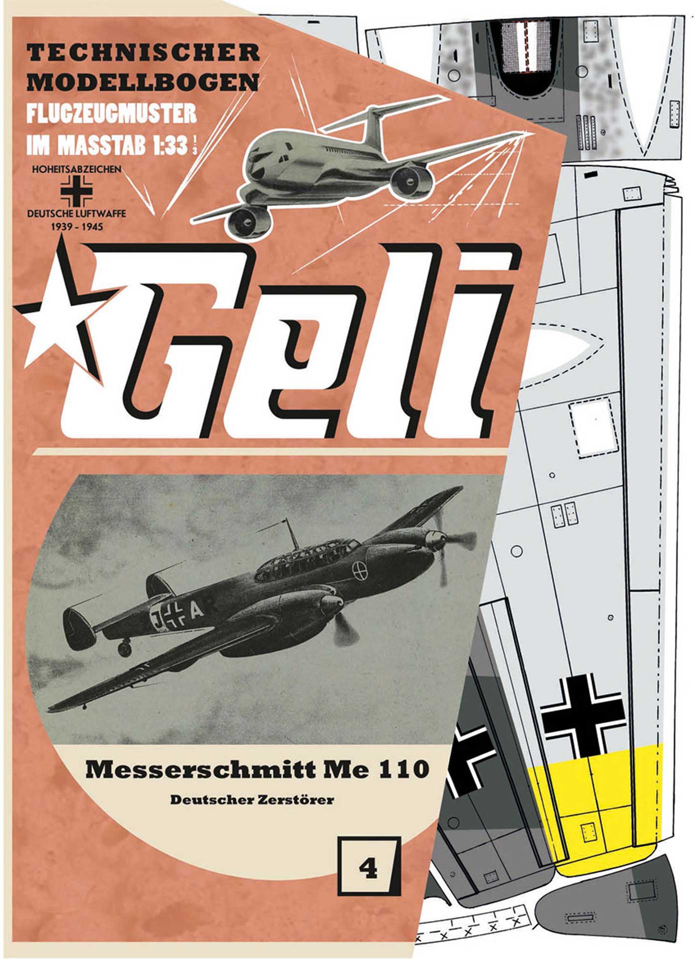 Kartonmodell Messerschmitt Me 163 1:33 Geli 
