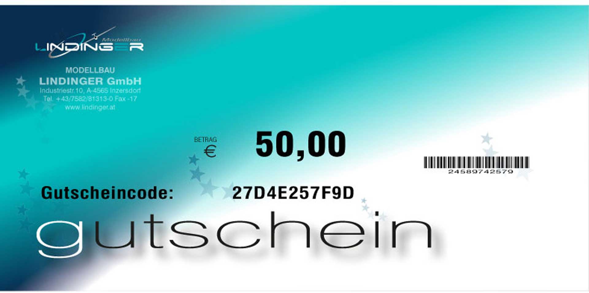 MODELLBAU LINDINGER GUTSCHEIN LINDINGER 50,- EURO PDF per E-MAIL