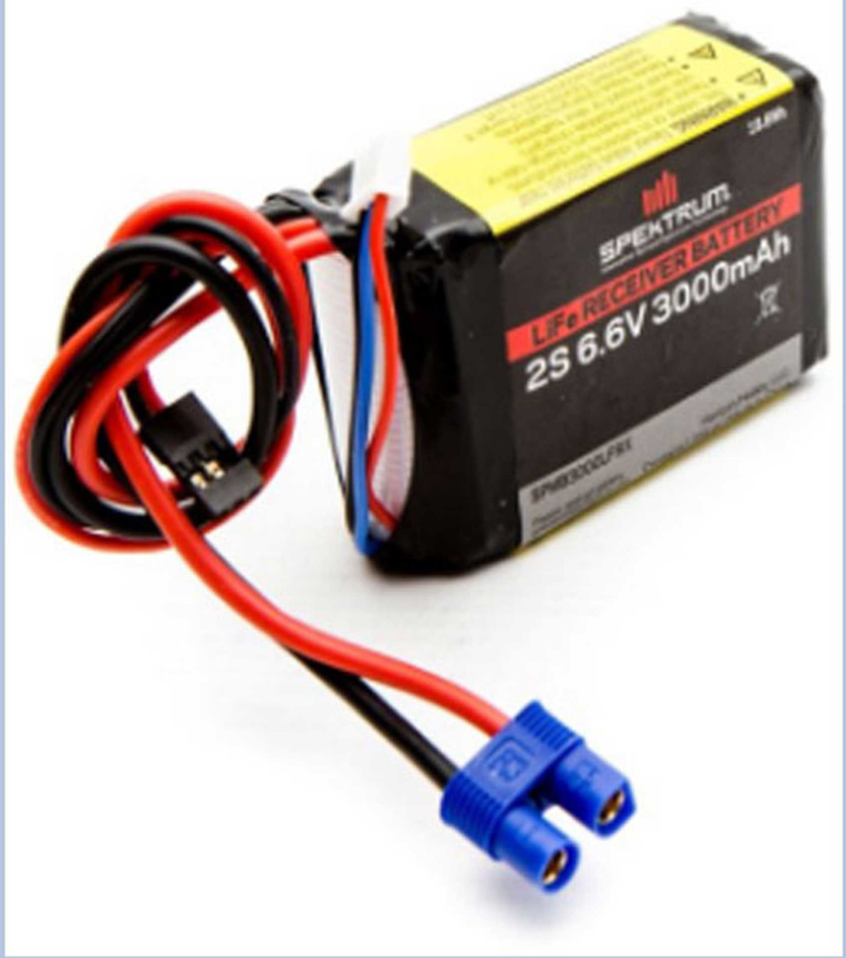 SPEKTRUM 6.6V 3000mAh 2S LiFe Receiver Battery: Universal Receiver, EC3