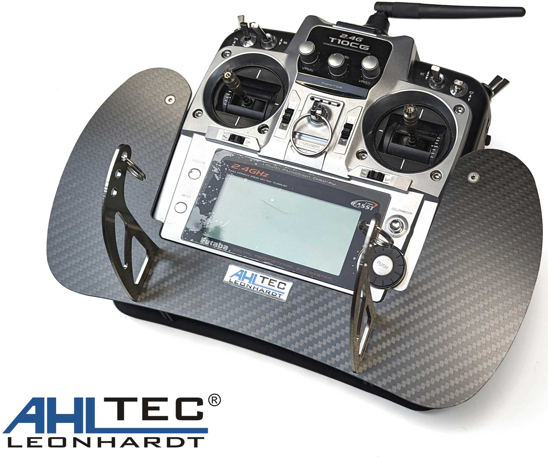 AHLTEC Transmitter console Futaba T10CG Carbon with standard transmitter bracket, without hand rest
