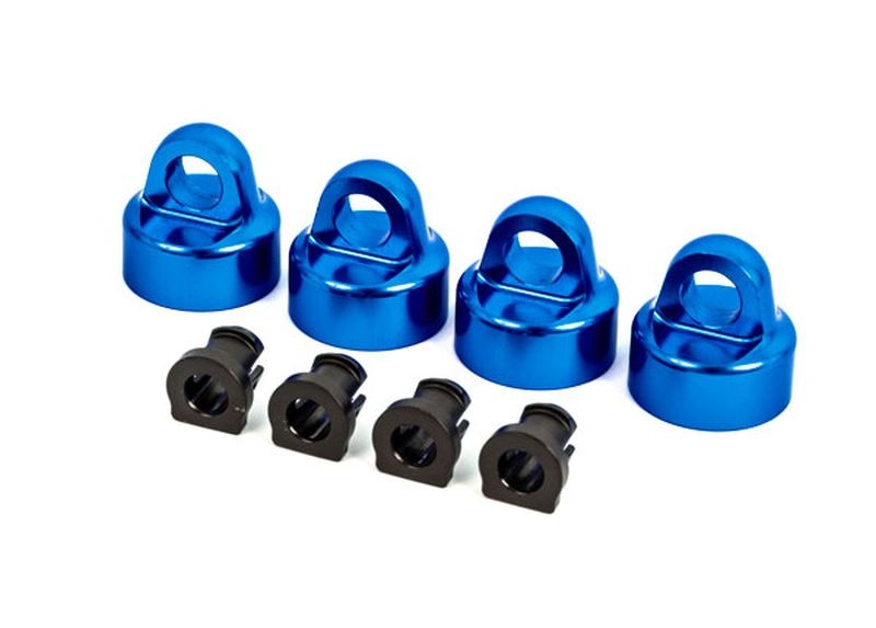 TRAXXAS GTX damper caps Alu blue anodized + Spacers (4 each) for Sledge
