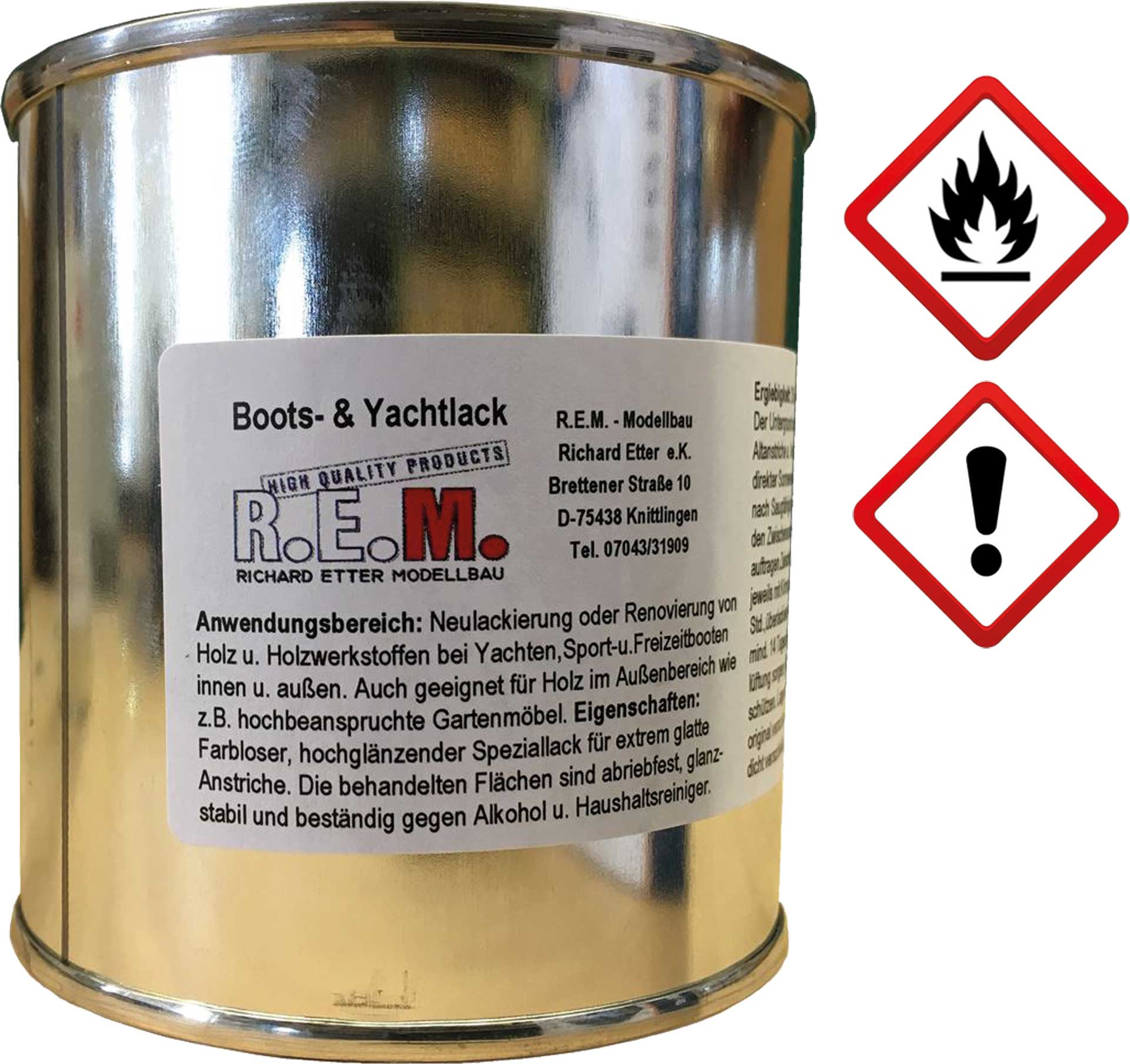 REM BOAT & YACHT VARNISH SPECIAL FOR WOOD OUTDOOR 250ML FOR CA. 2,5M²