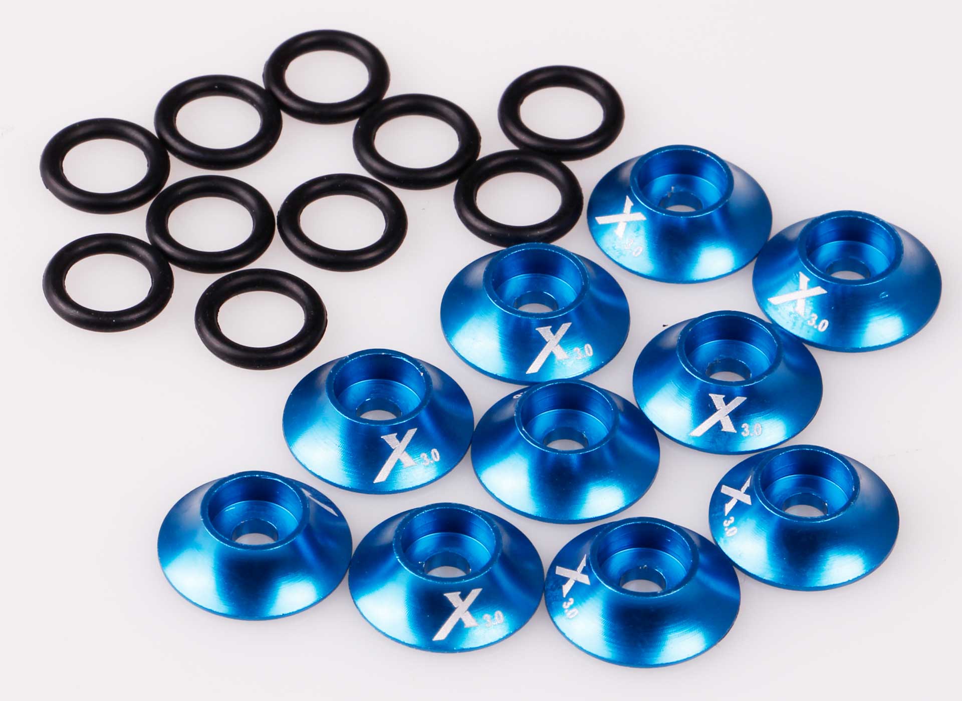 Kuza Unterlegscheiben Aluminium M3 mit O-Ring 10Stk. Blau eloxiert