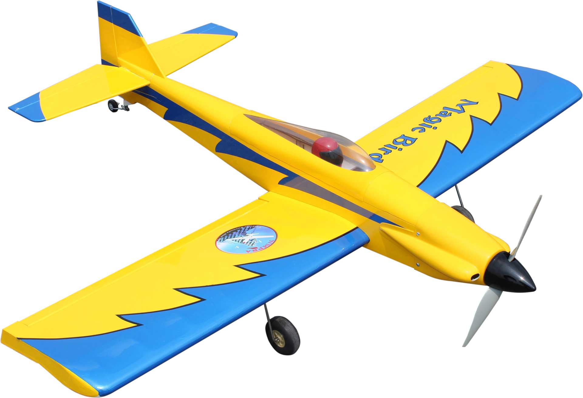 Seagull Models ( SG-Models ) Magic Bird 40e 46" PNP Pylon Racing Modèle ARF, avec propulsion Dualsky, jaune/bleu