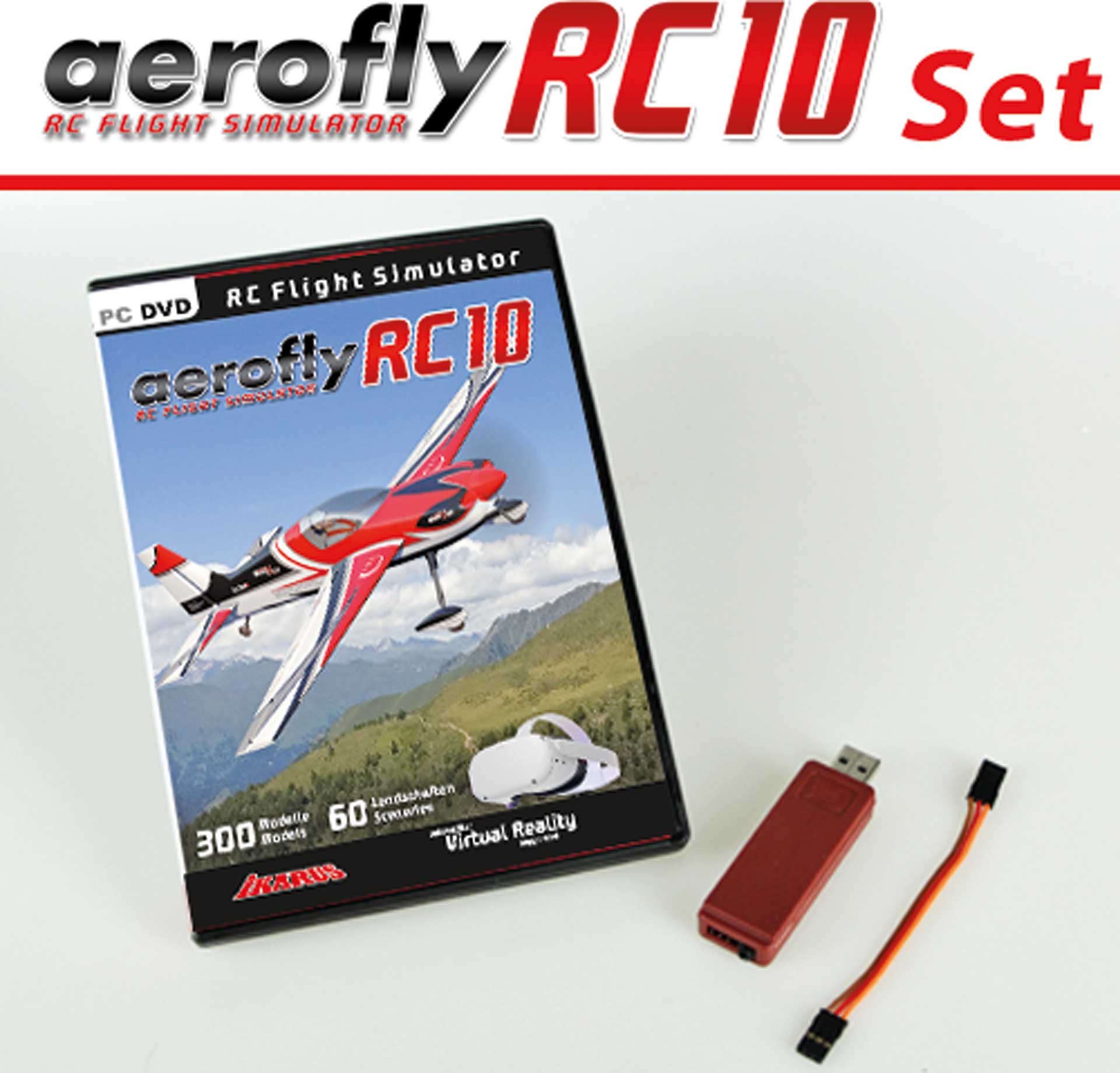 IKARUS Set: aerofly RC10 + Interface für HoTT/Jeti/Core (DVD für Windows) Flugsimulator