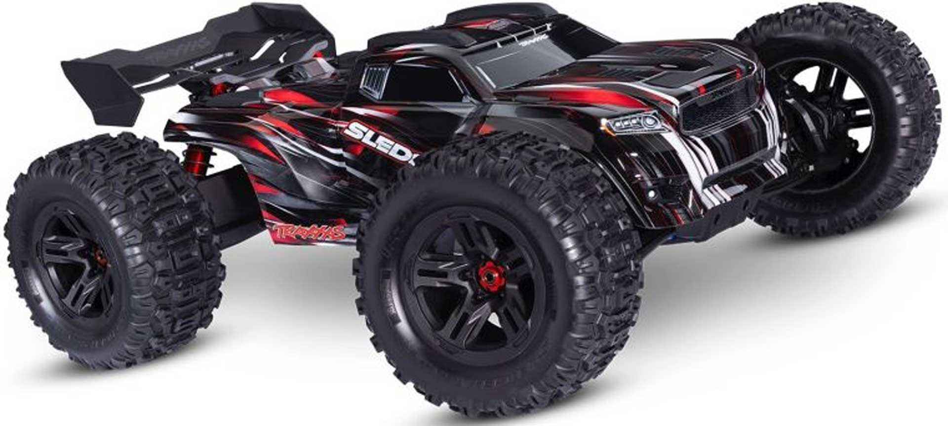 TRAXXAS SLEDGE 4X4 BELTED ROUGE 1/8 MONSTER-TRUCK RTR BRUSHLESS, SANS BATTERIE NI CHARGEUR