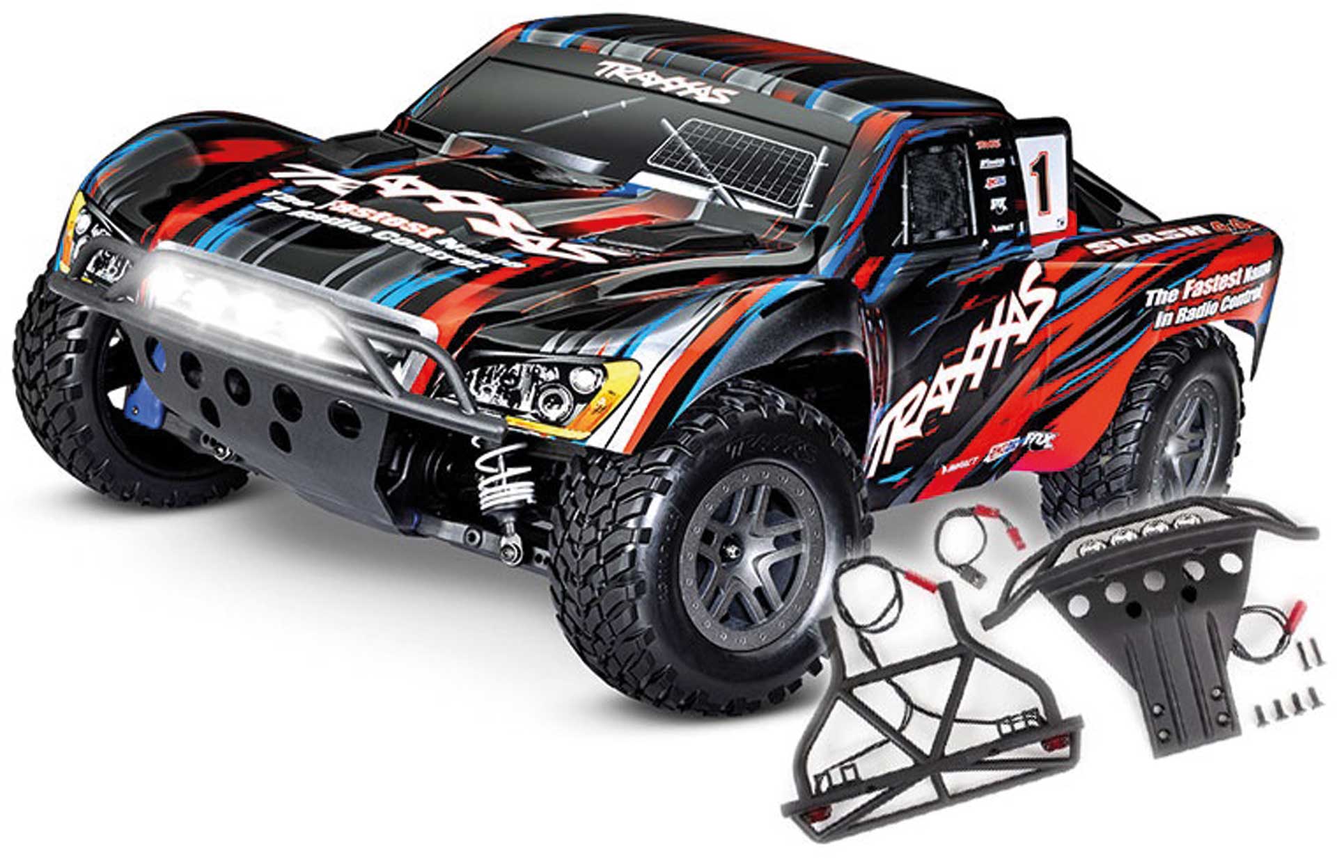 TRAXXAS SLASH 4X4 BL-2S RED 1/10 SHORT-COURSE RTR BL-2S BRUSHLESS, HD-PARTS, WITHOUT BATTERY/CHARGER + FREE LED-SET
