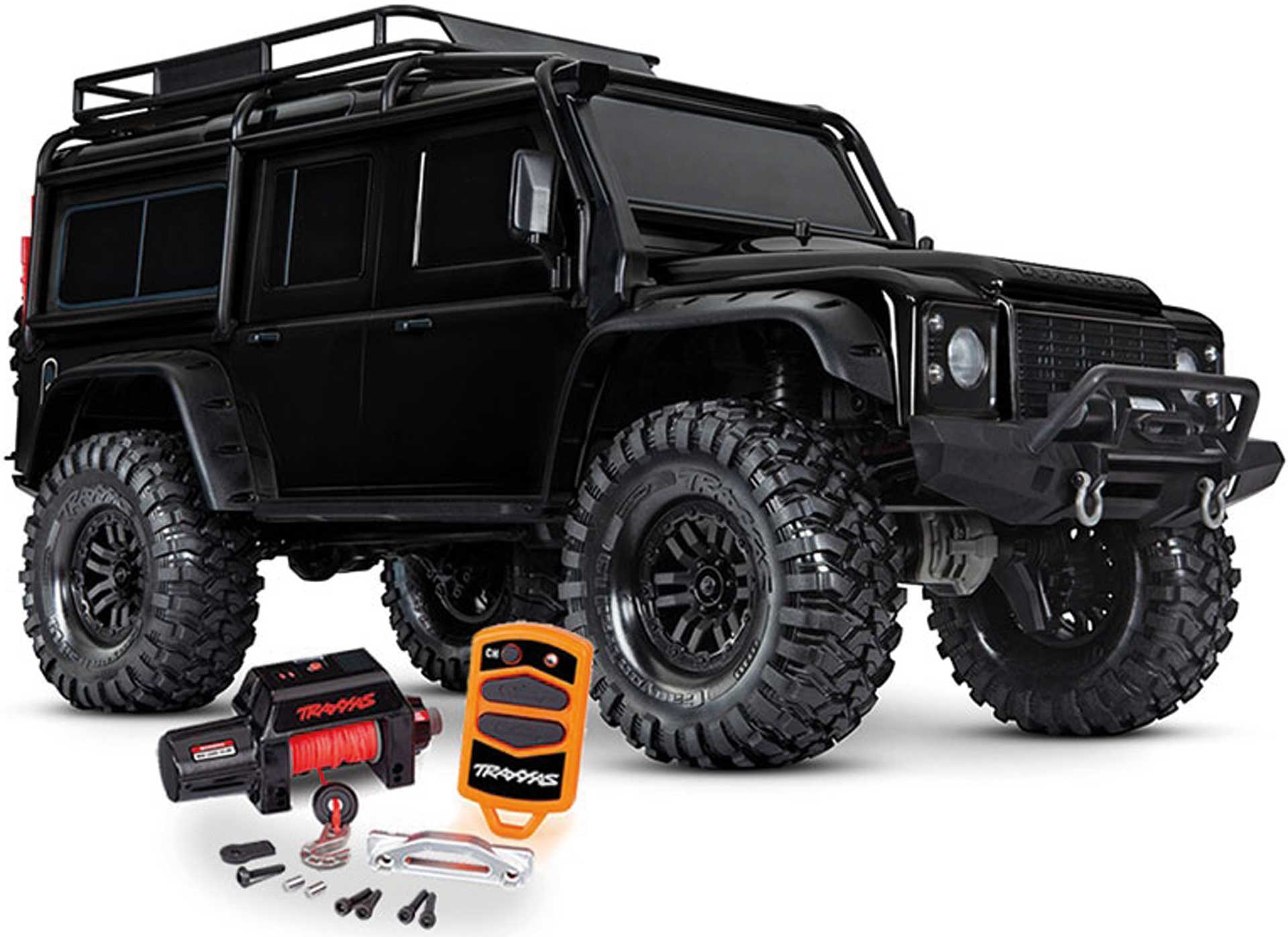 TRAXXAS TRX-4 Land Rover Defender Schwarz 1/10 4X4 RTR Scale Crawler Brushed mit Seilwinde